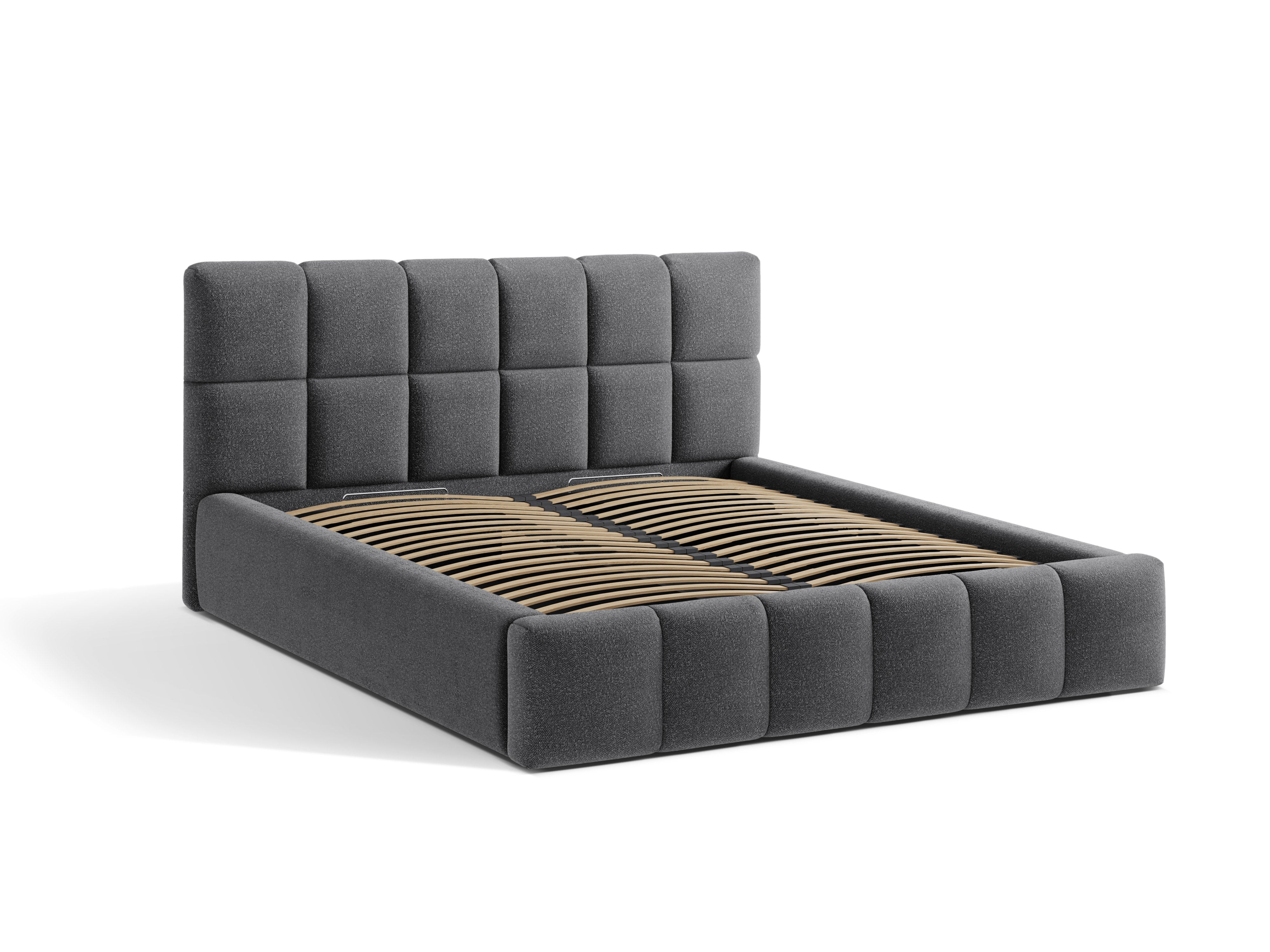 BELLIS Bett mit Bettkasten in grauem Boucle