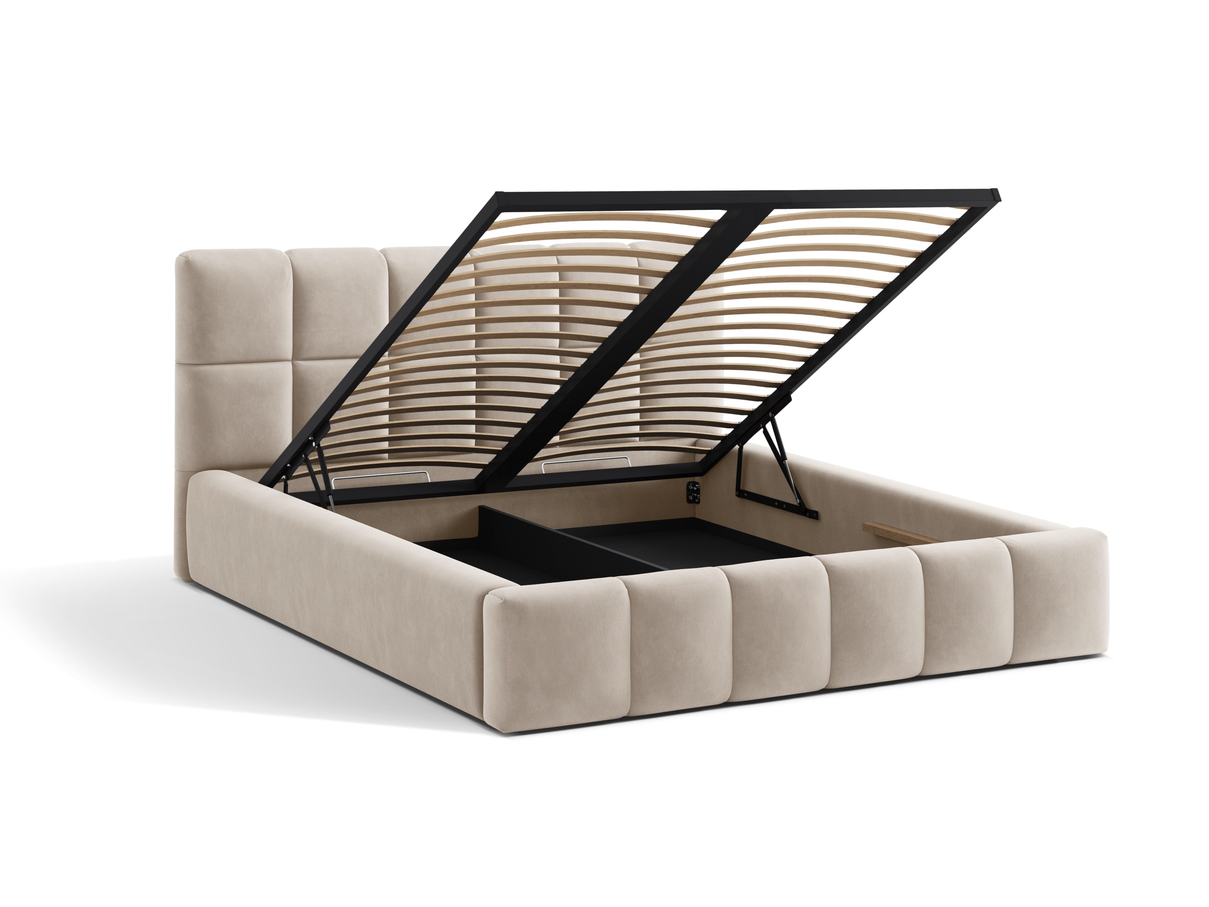 Samtbett mit Bettkasten BELLIS in Beige