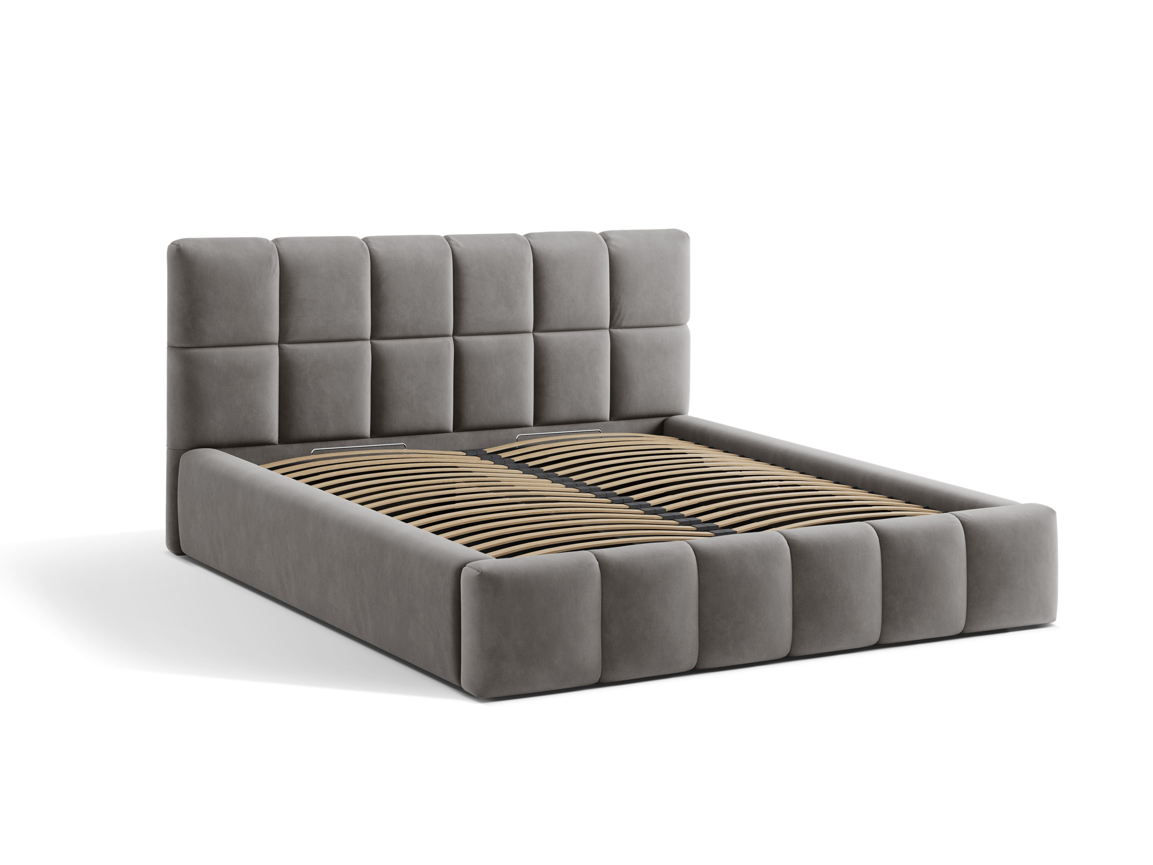 Samtbett mit Bettkasten BELLIS in Hellgrau