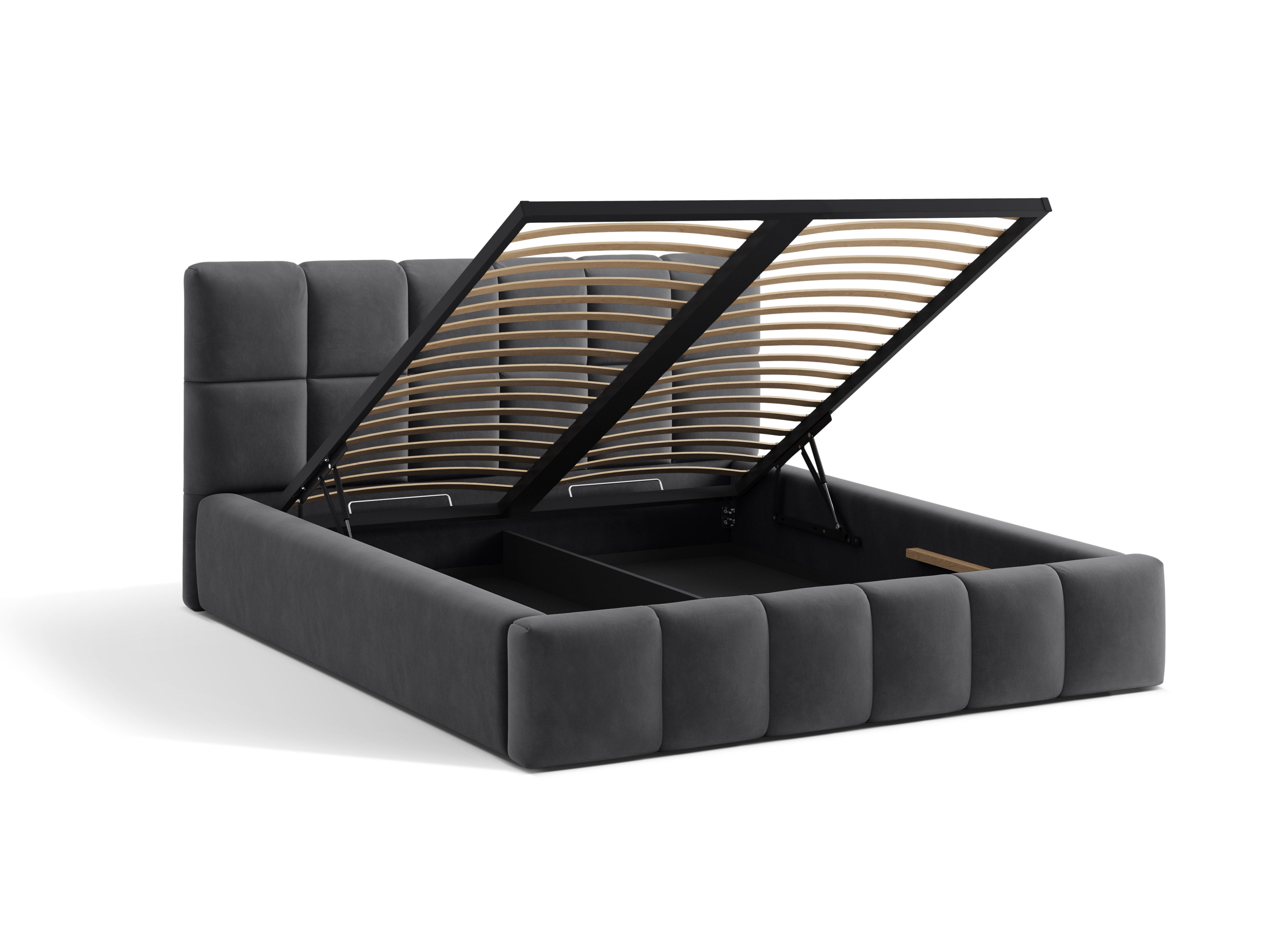 Samtbett mit Bettkasten BELLIS in Grau