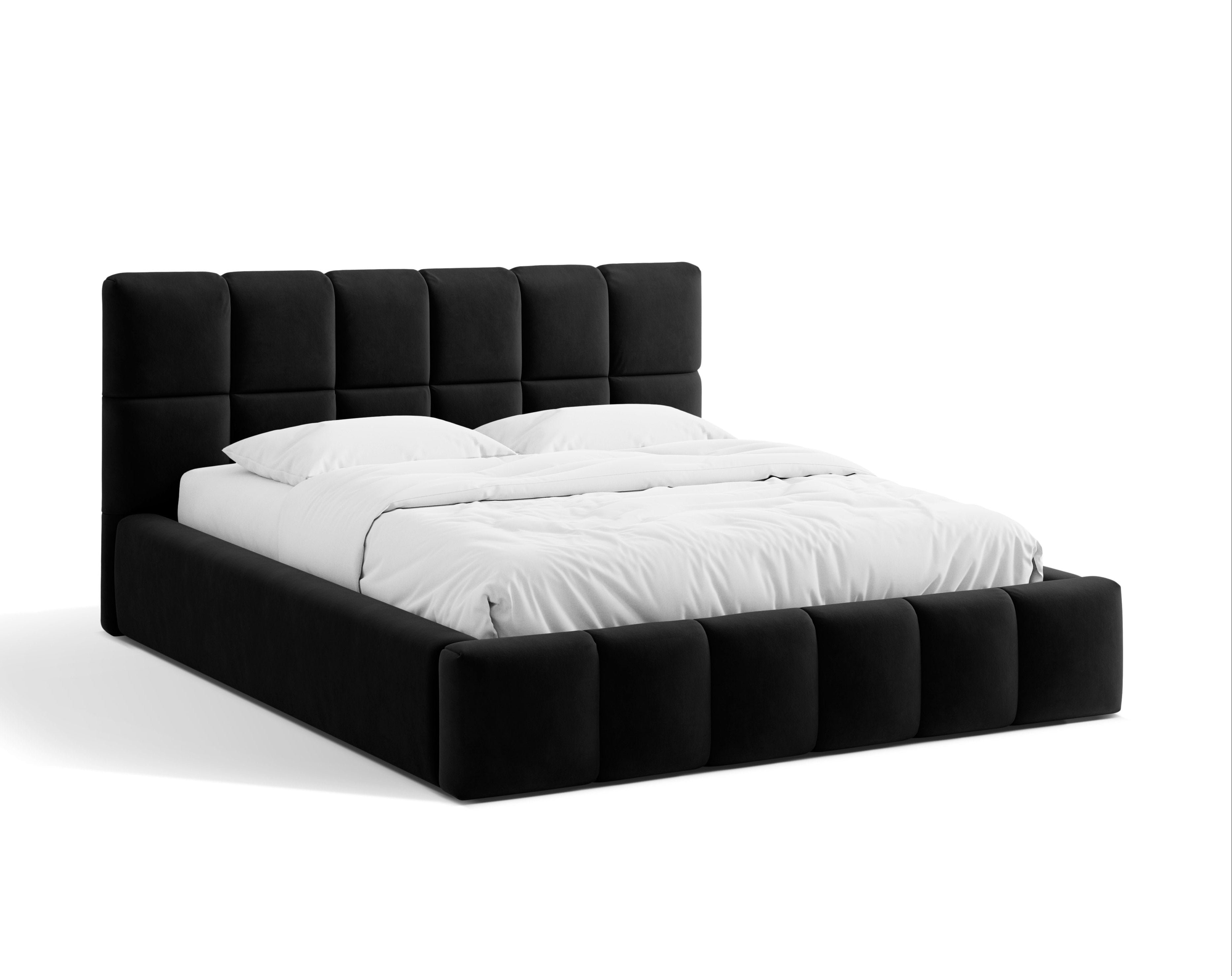 Samtbett mit Bettkasten BELLIS in Schwarz