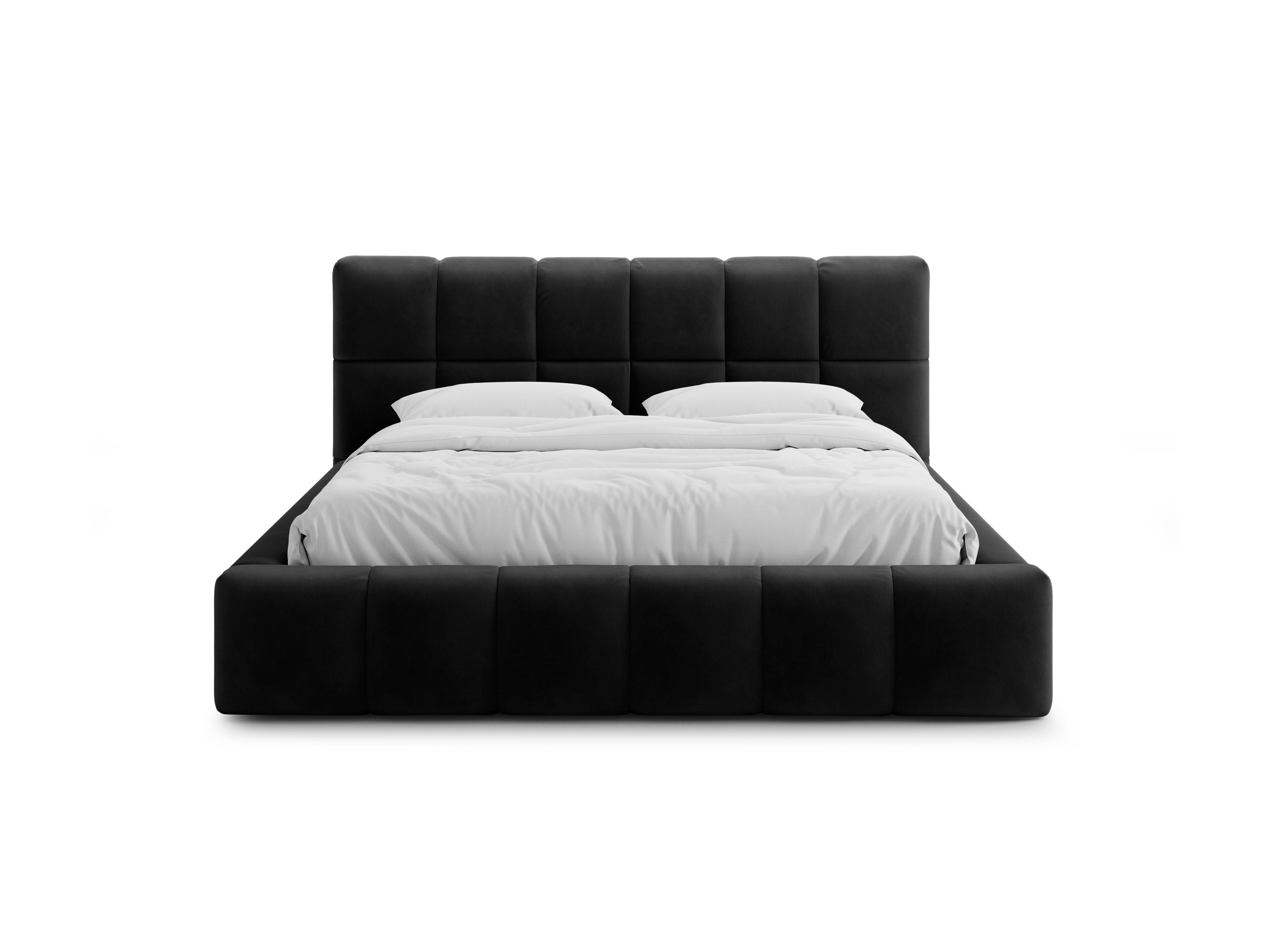 Samtbett mit Bettkasten BELLIS in Schwarz