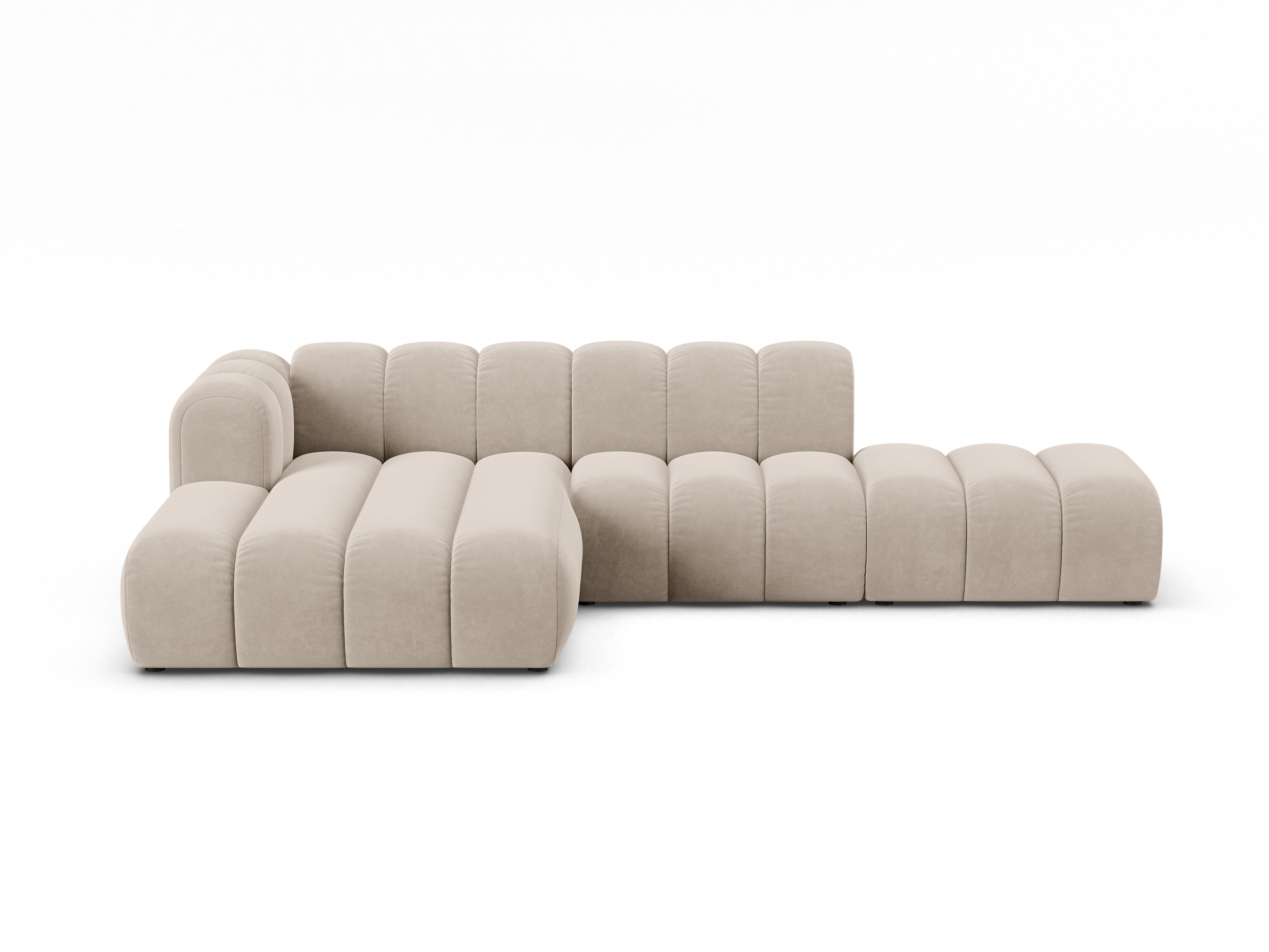 Samt-Ecksofa für 5 Personen links LUPINE beige