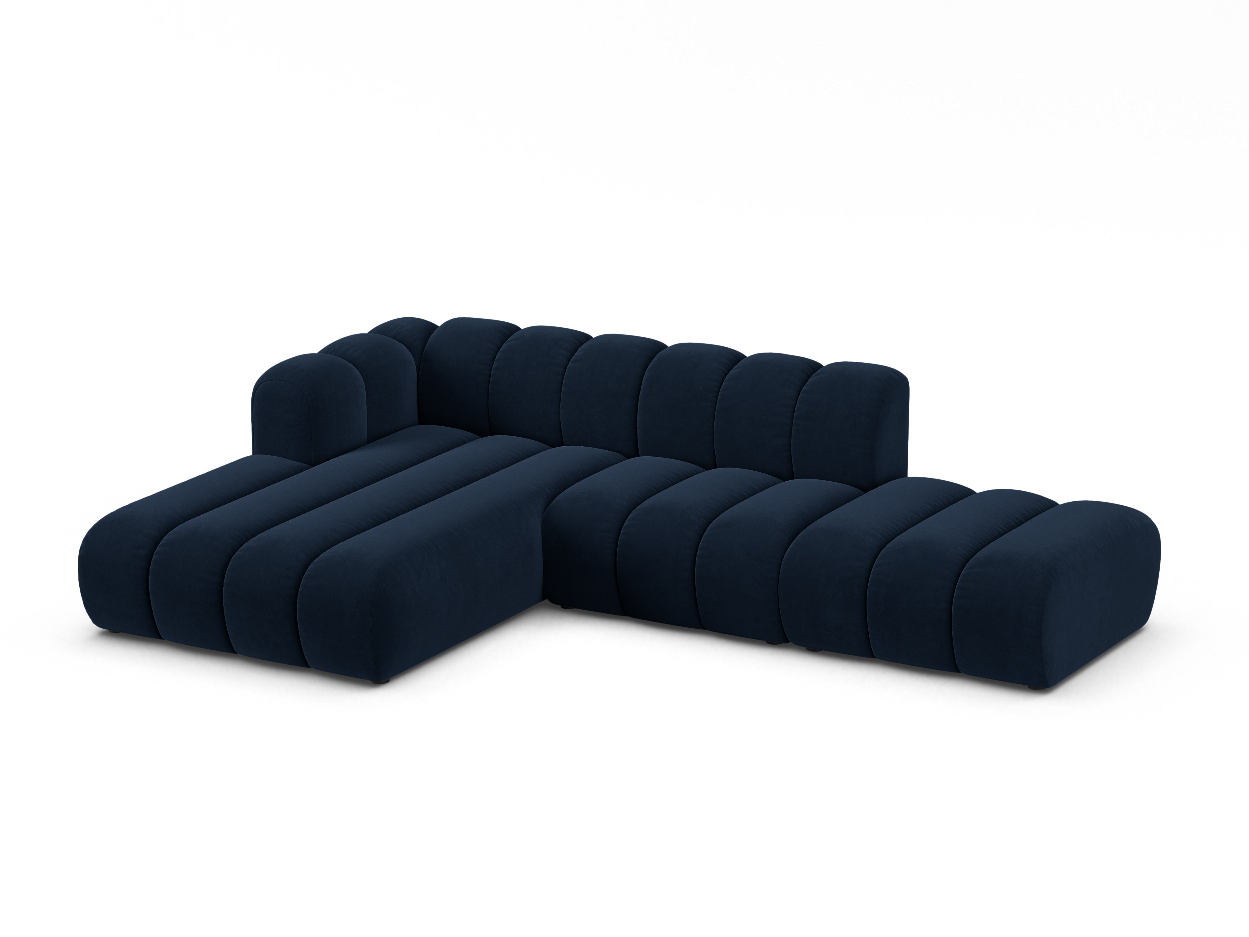 Samt-Ecksofa für 5 Personen links LUPINE in Marineblau