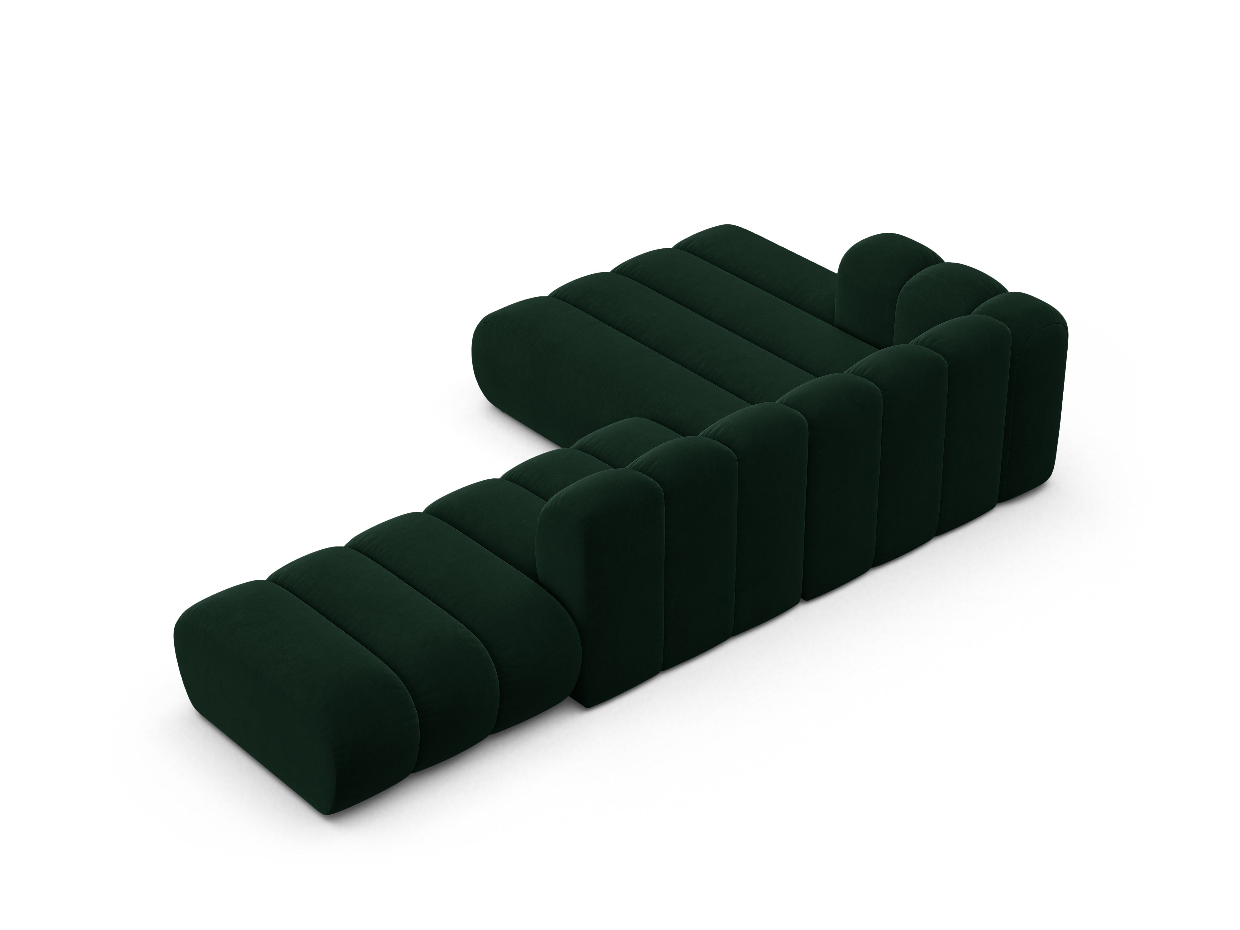 Samt-Ecksofa für 5 Personen links LUPINE flaschengrün