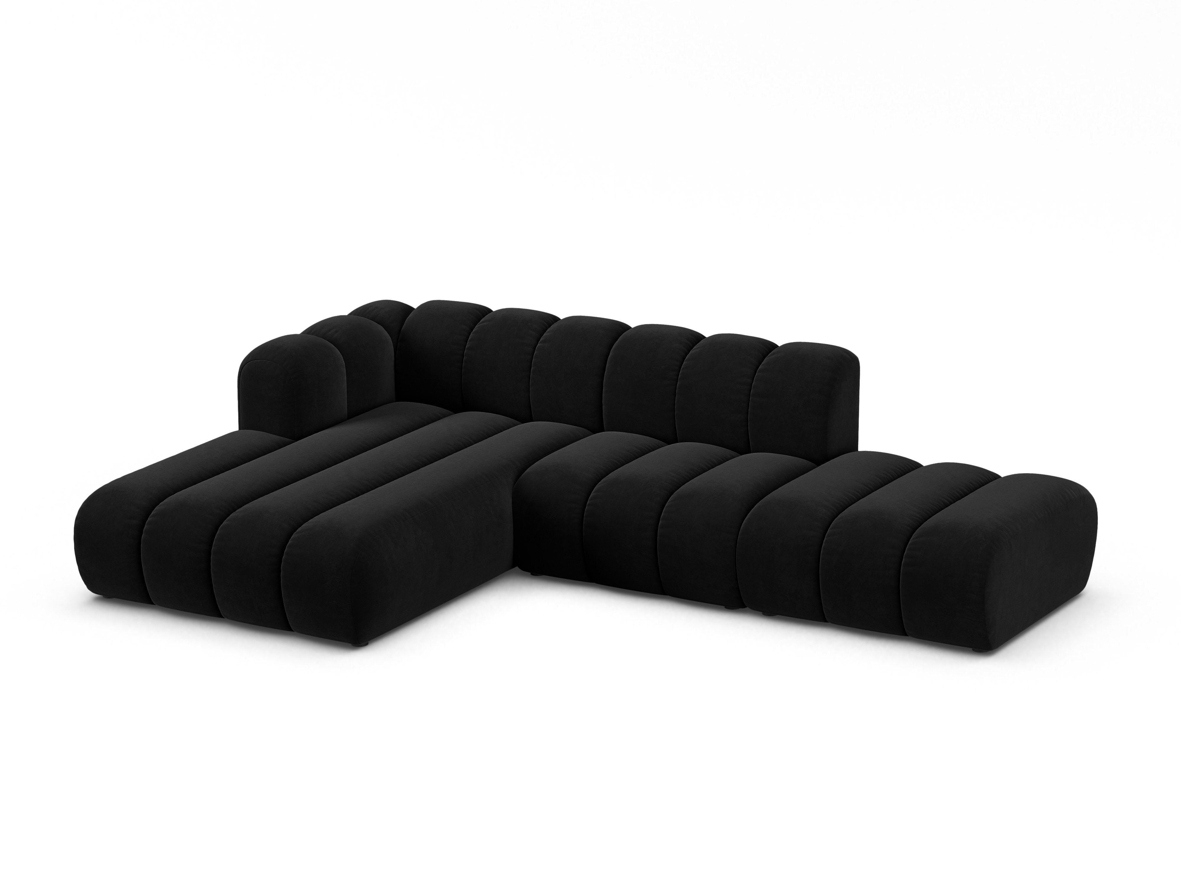 Samt-Ecksofa für 5 Personen links LUPINE schwarz