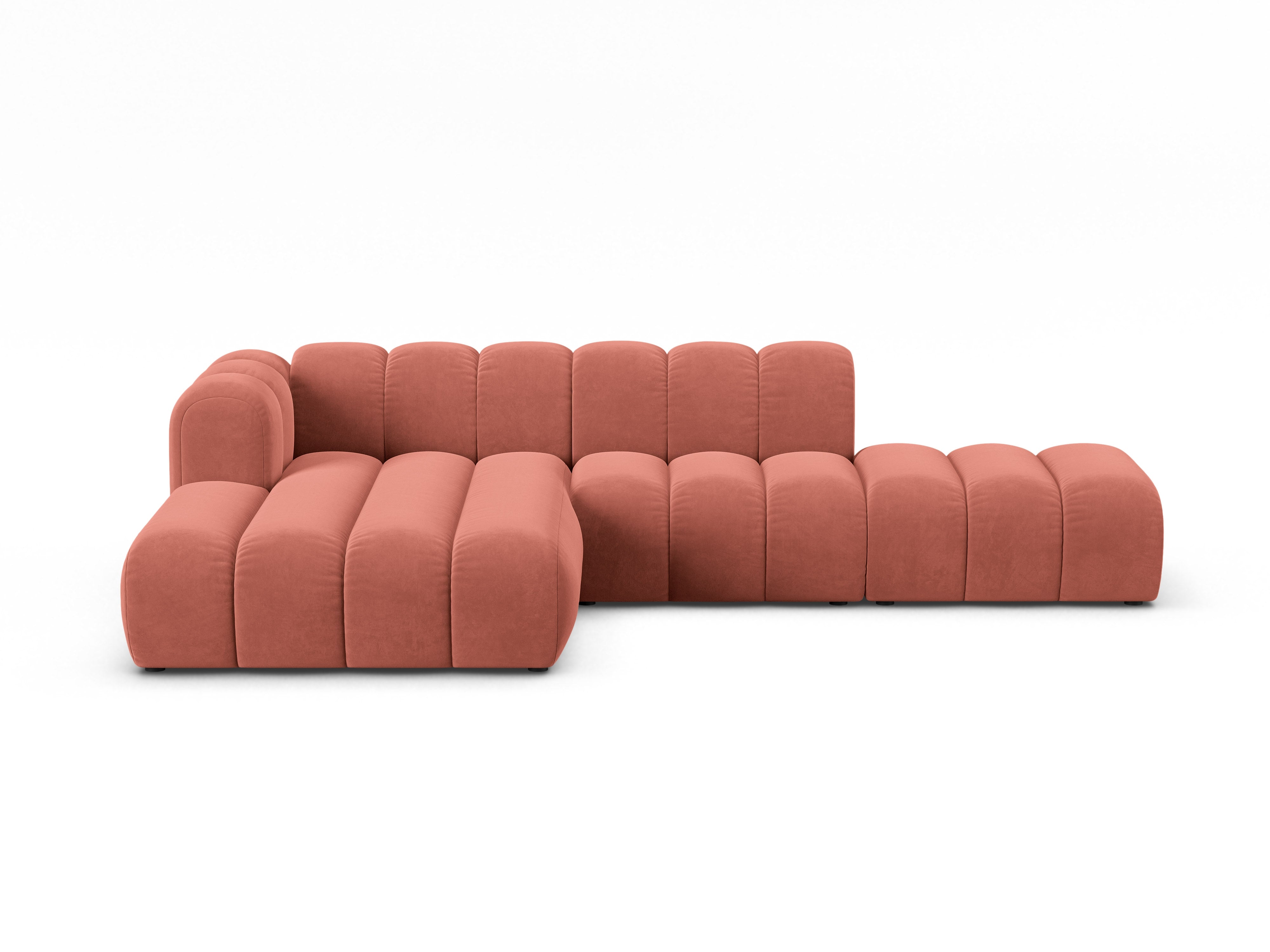 Samt-Ecksofa für 5 Personen links LUPINE koralle