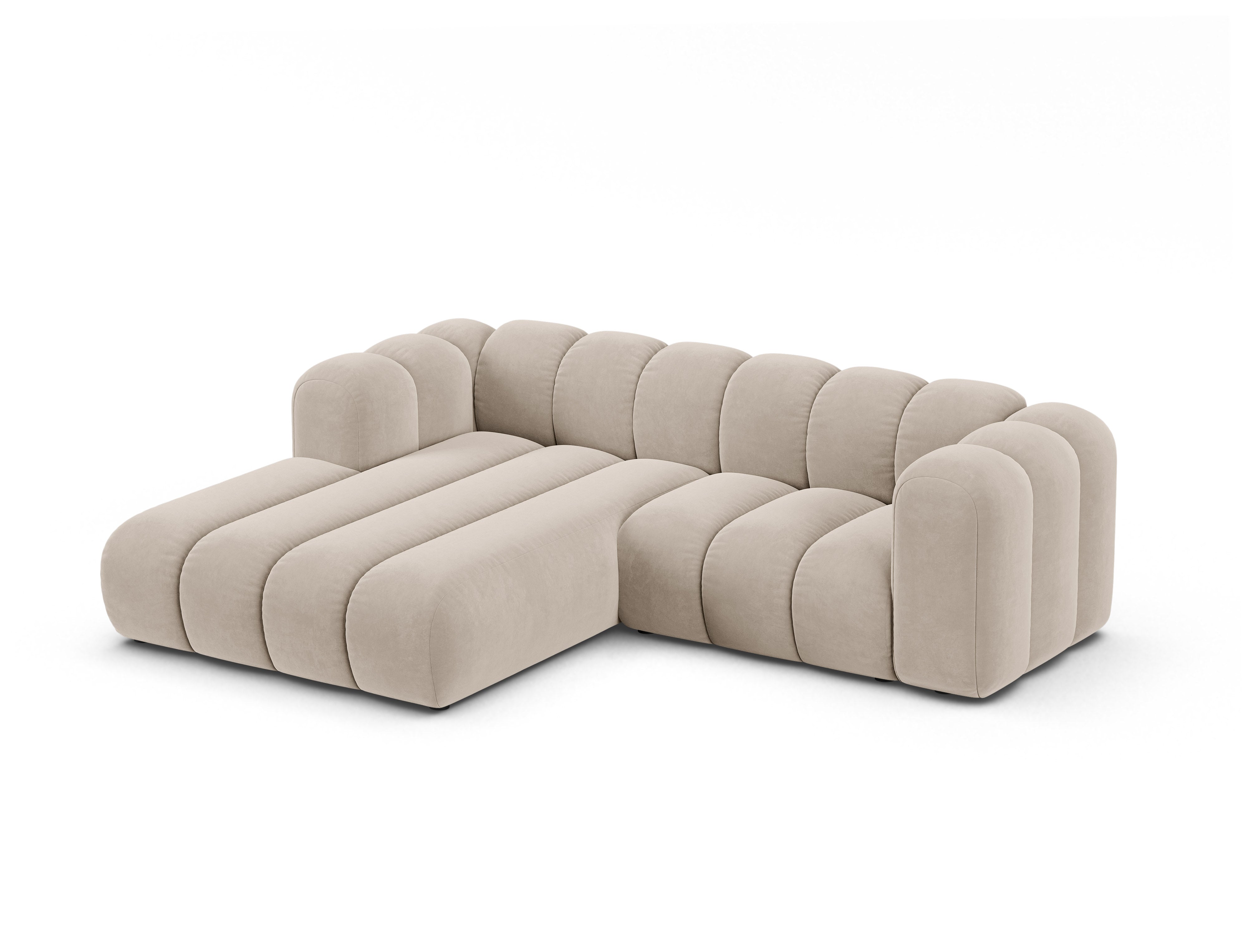 Samt-Ecksofa 3-sitzig links LUPINE beige
