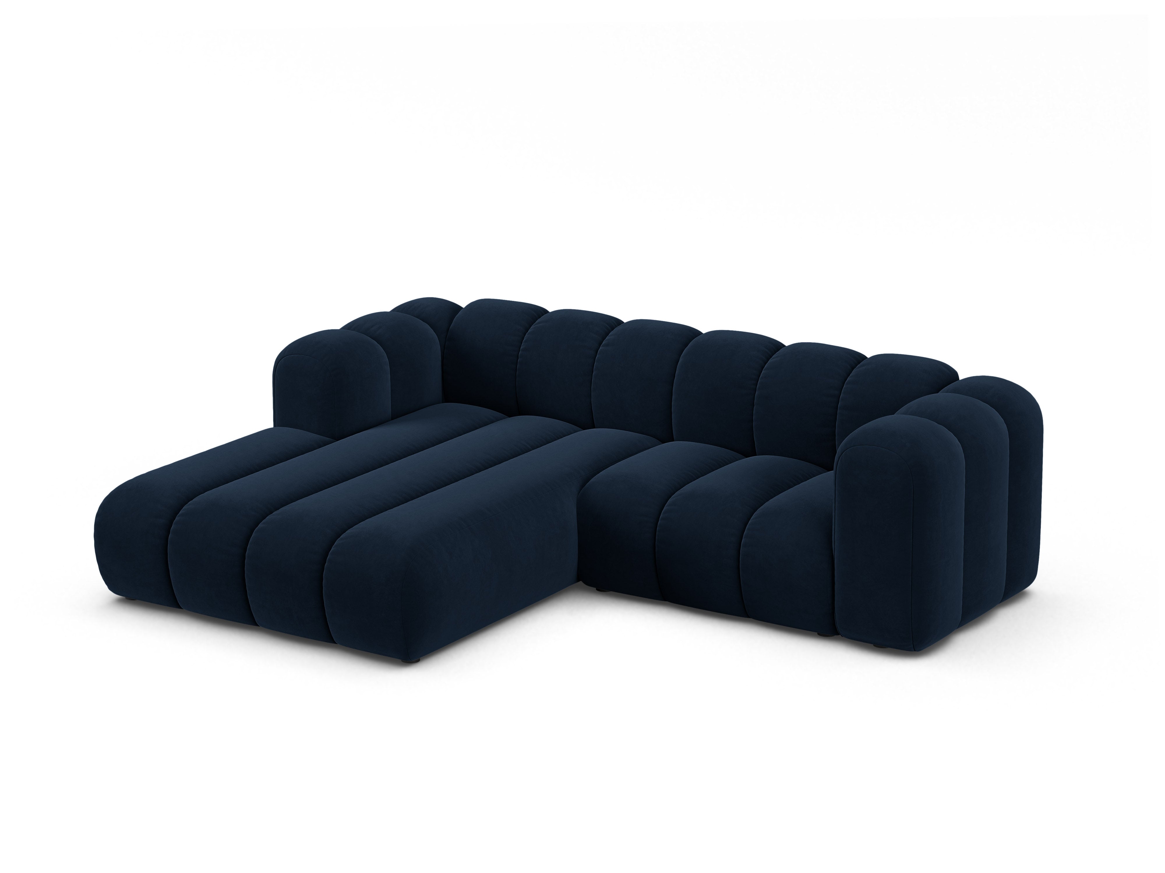Samt-Ecksofa 3-sitzig links LUPINE marineblau