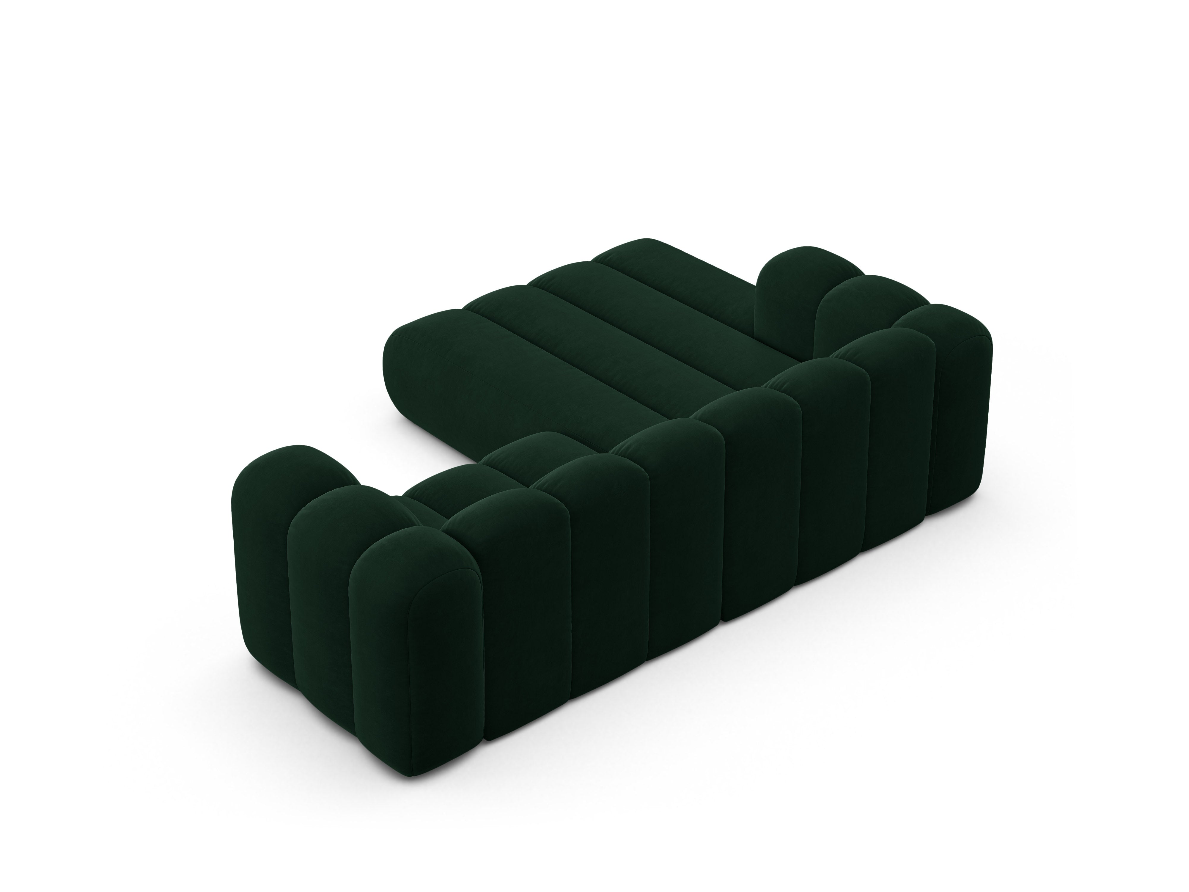 Samt-Ecksofa 3-sitzig links LUPINE flaschengrün