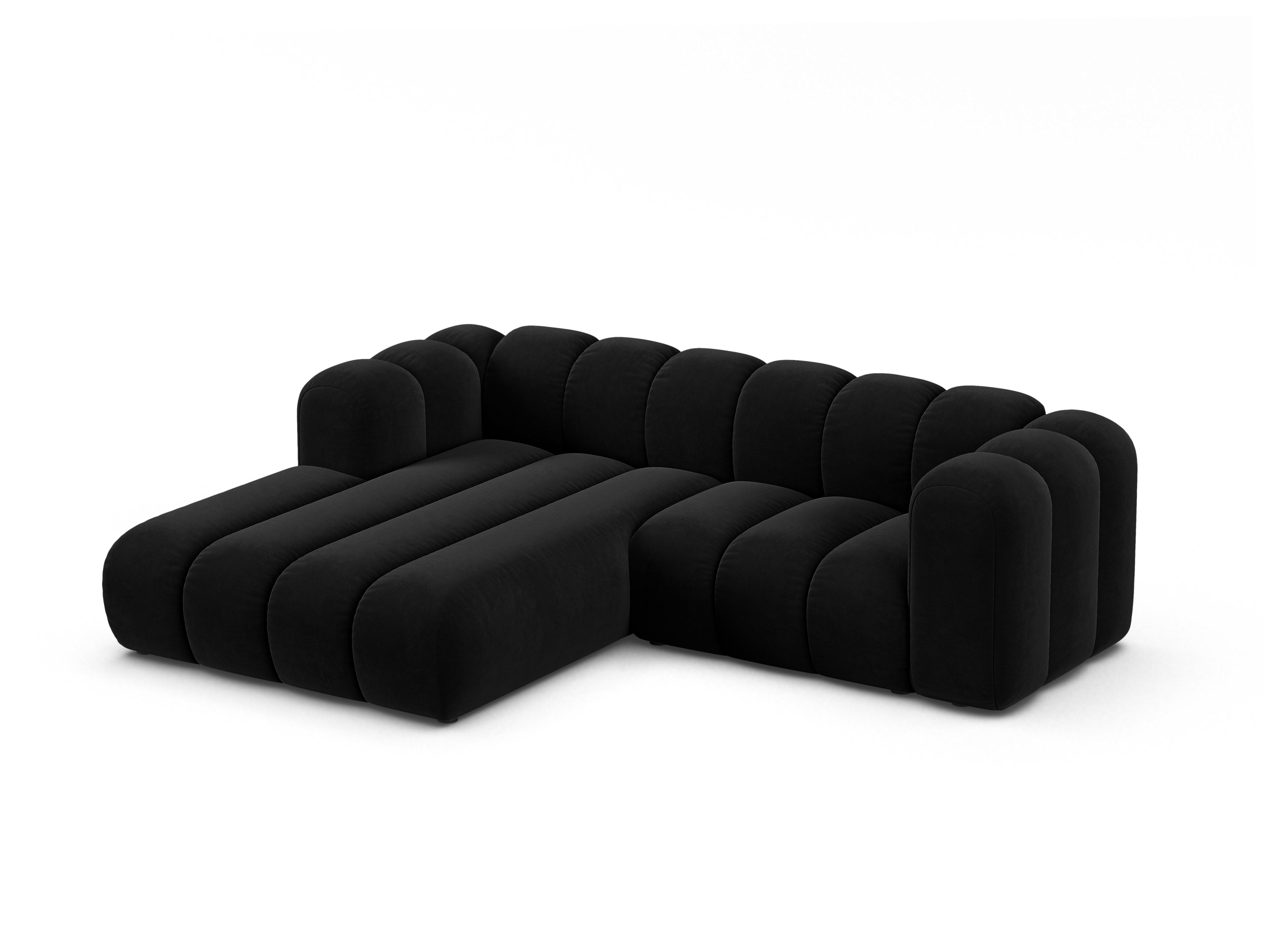 Samt-Ecksofa 3-sitzig links LUPINE schwarz