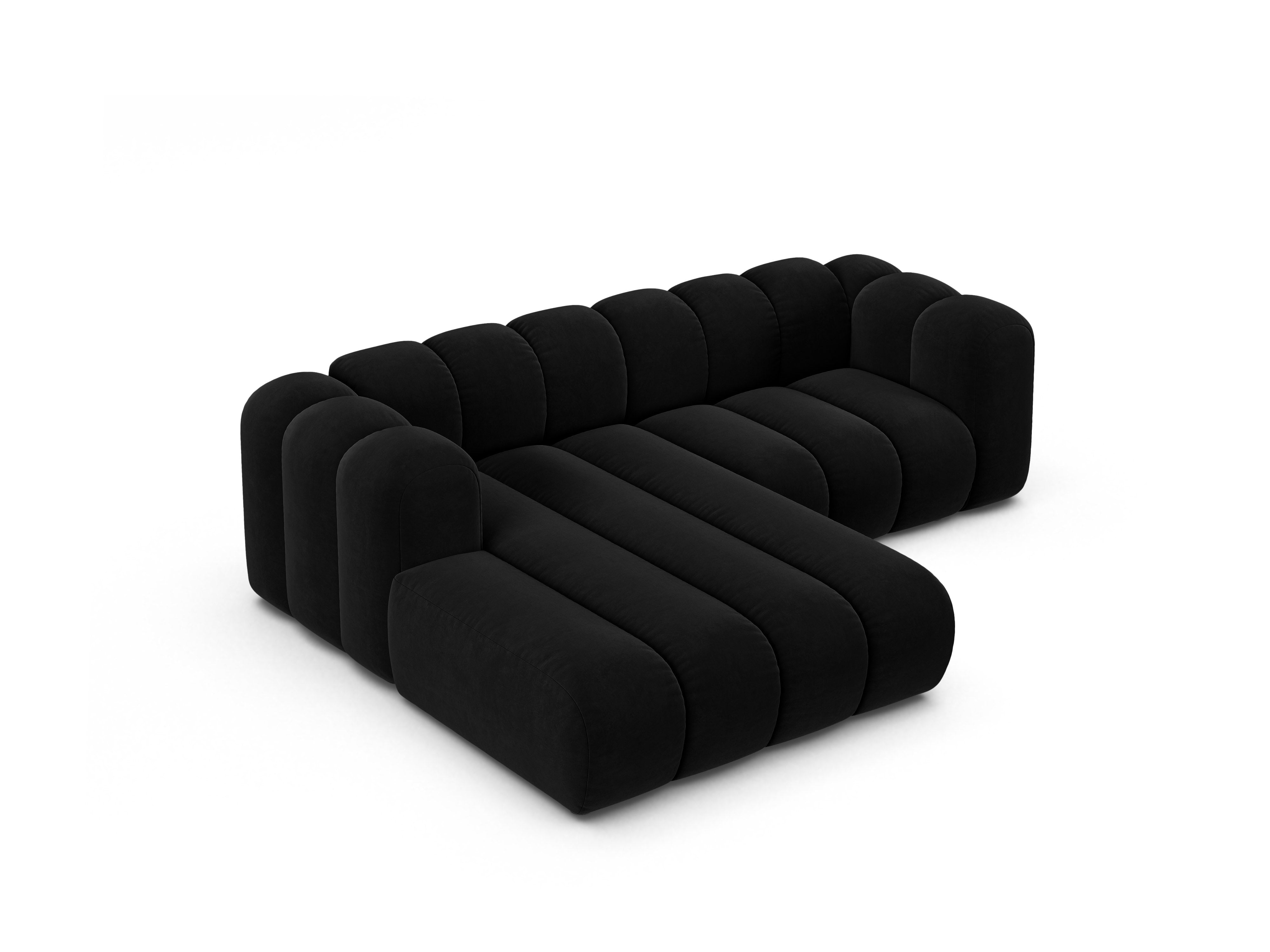 Samt-Ecksofa 3-sitzig links LUPINE schwarz
