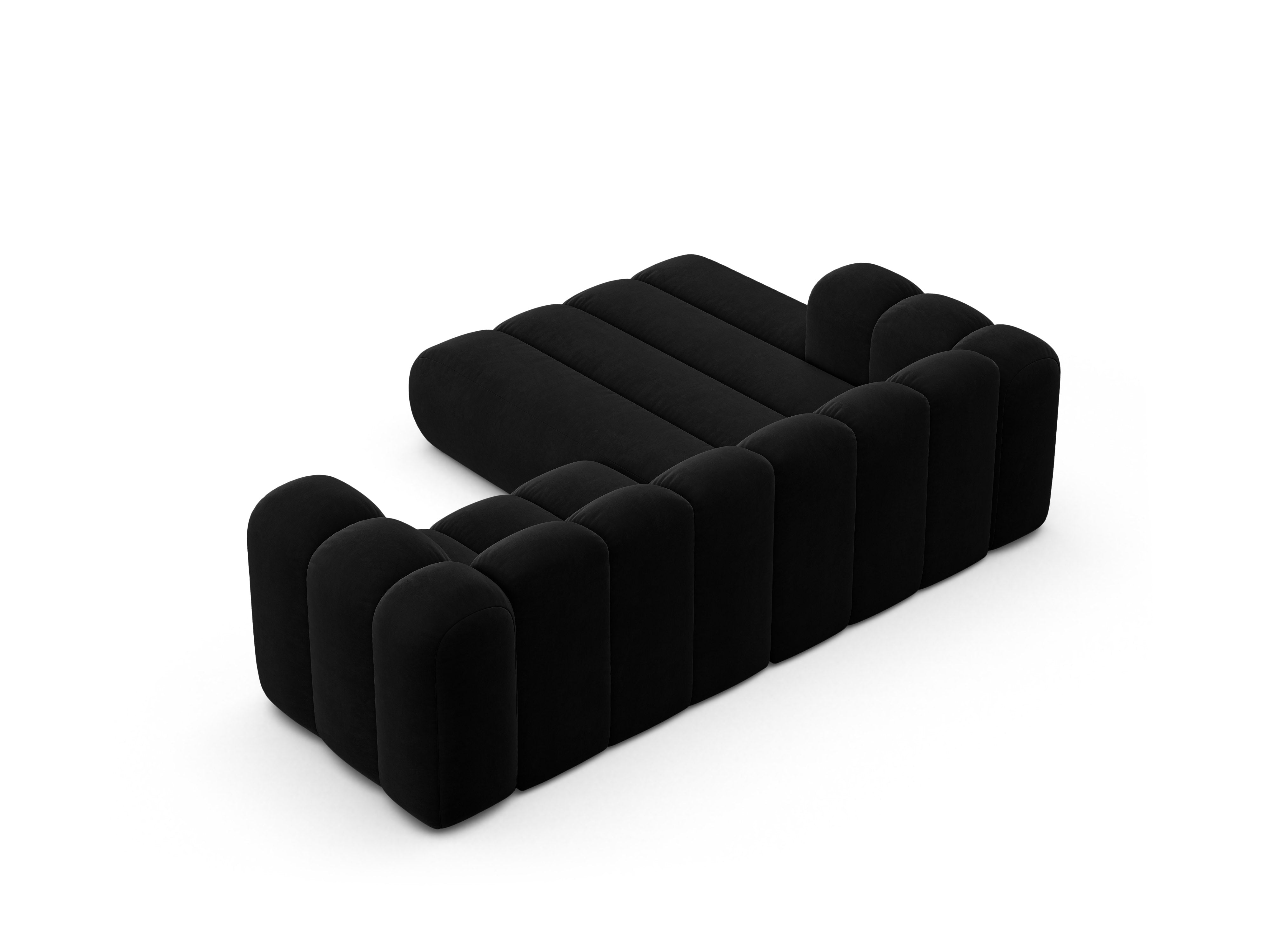 Samt-Ecksofa 3-sitzig links LUPINE schwarz