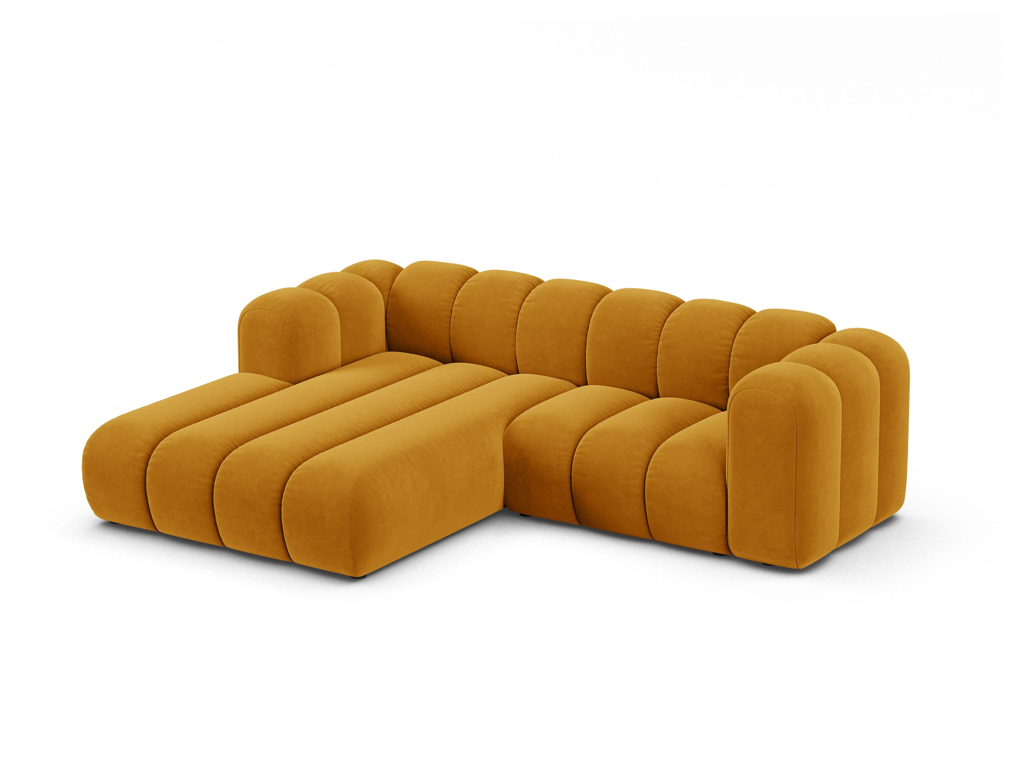 Samt-Ecksofa 3-sitzig links LUPINE senfgelb