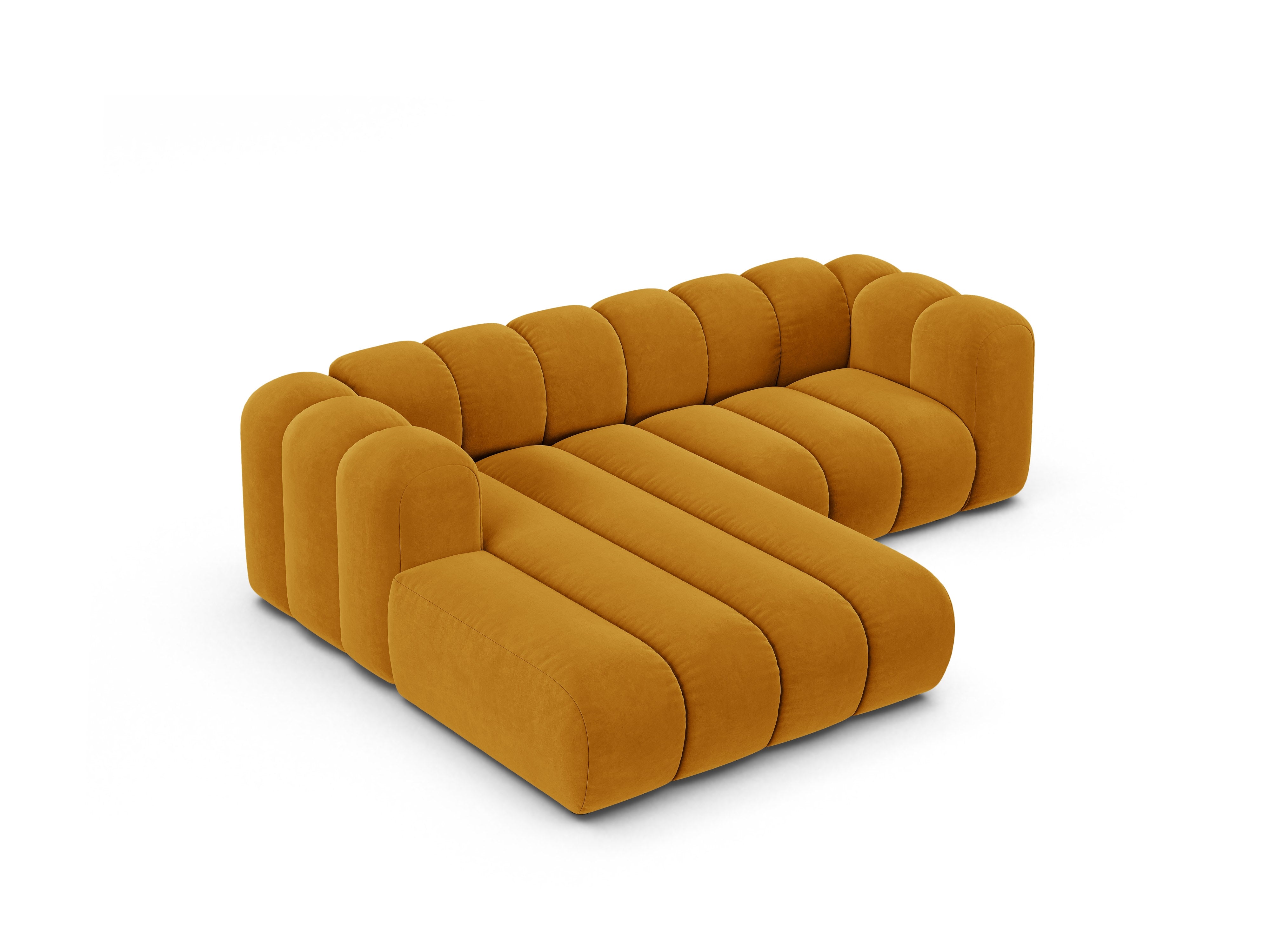 Samt-Ecksofa 3-sitzig links LUPINE senfgelb