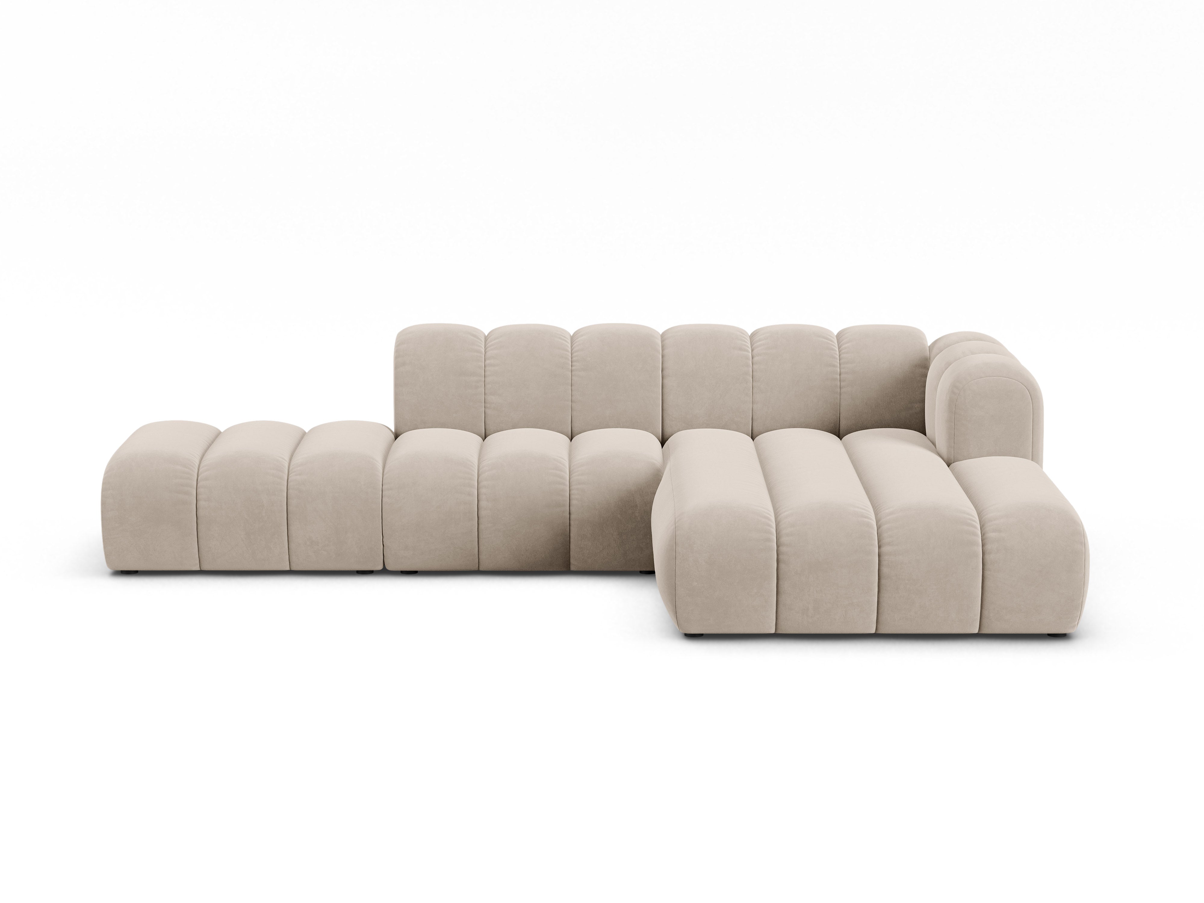 Samt-Ecksofa für 5 Personen rechts LUPINE beige