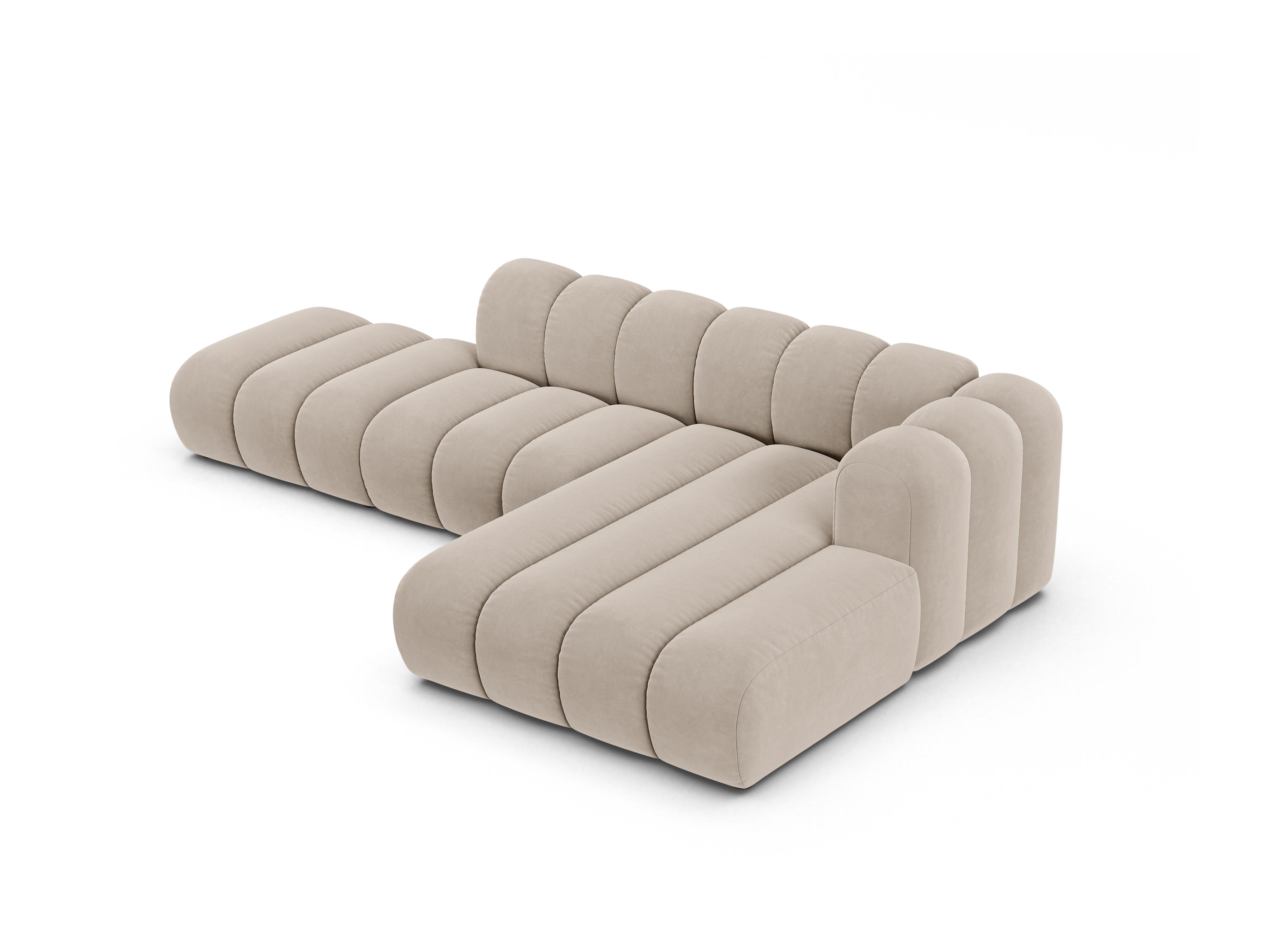 Samt-Ecksofa für 5 Personen rechts LUPINE beige