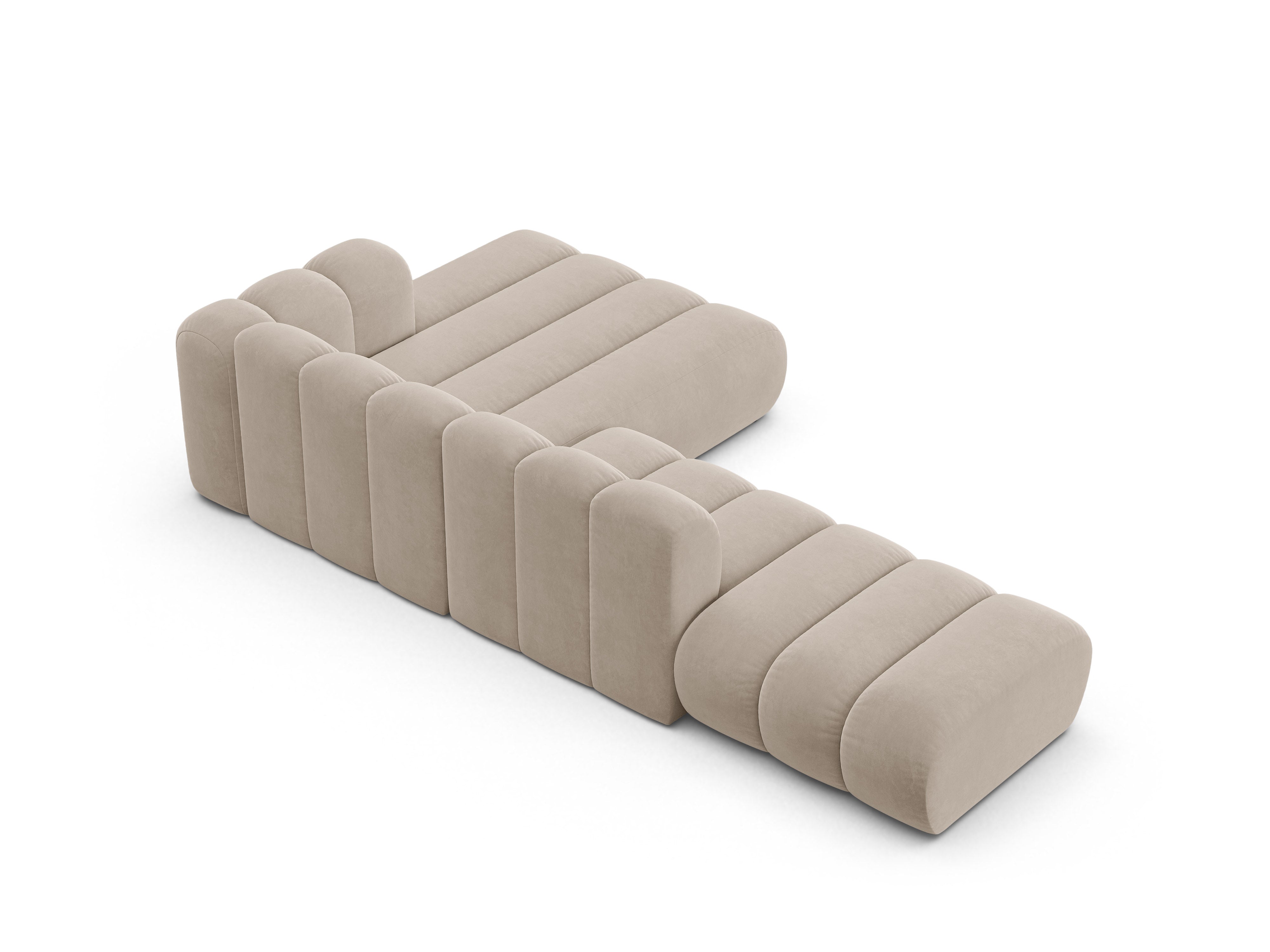Samt-Ecksofa für 5 Personen rechts LUPINE beige