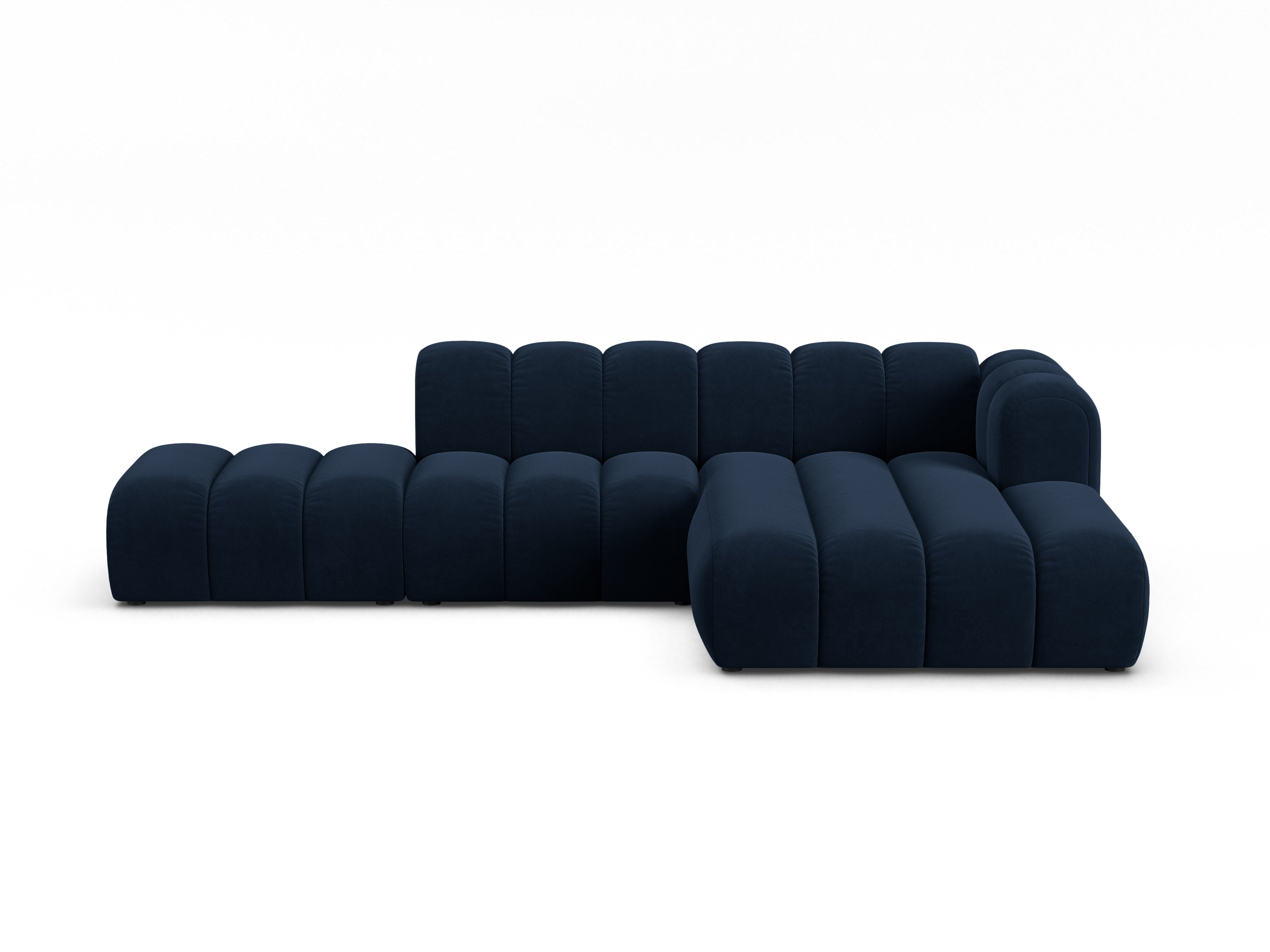 Samt-Ecksofa für 5 Personen rechts LUPINE in Marineblau