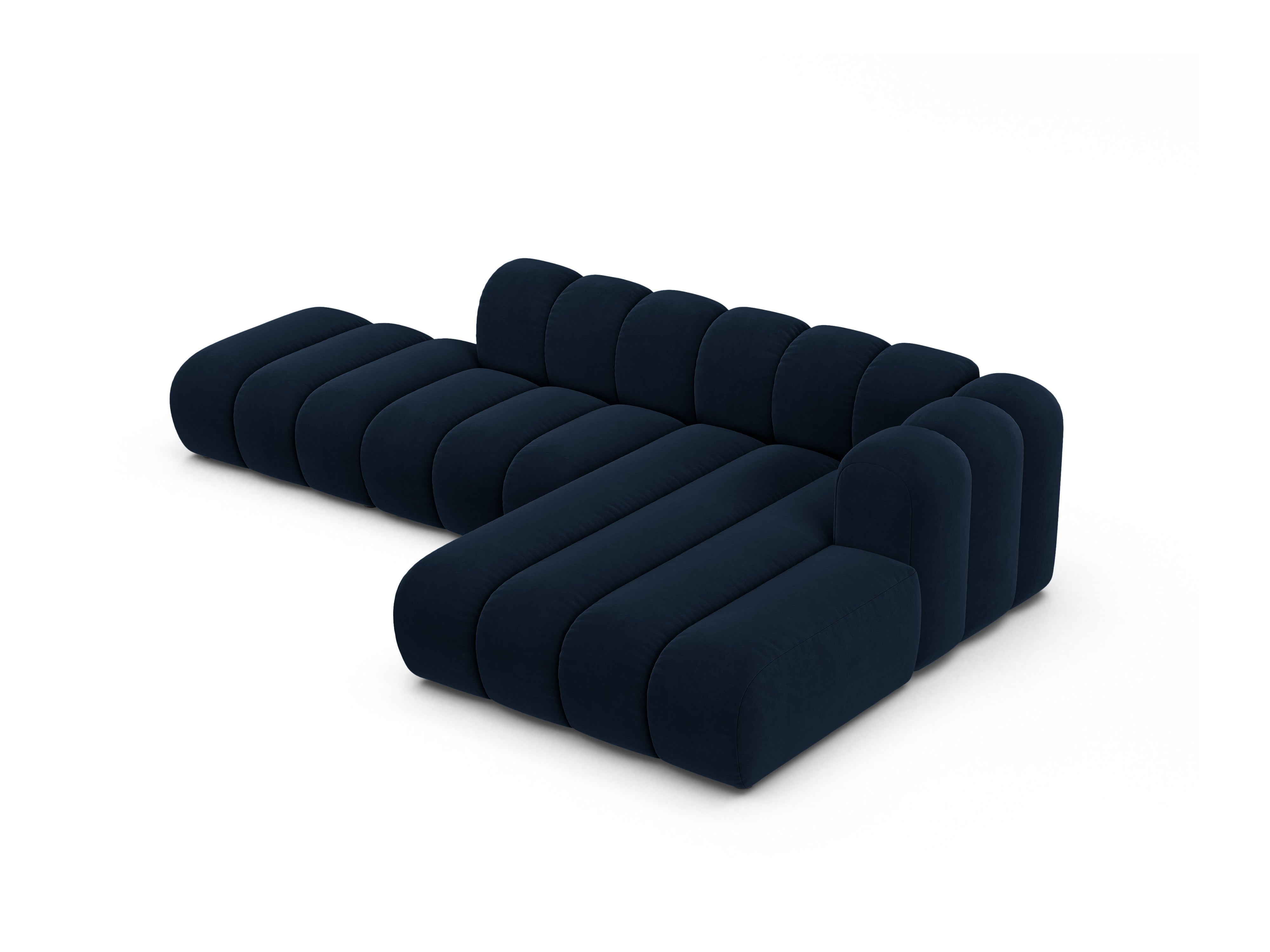 Samt-Ecksofa für 5 Personen rechts LUPINE in Marineblau