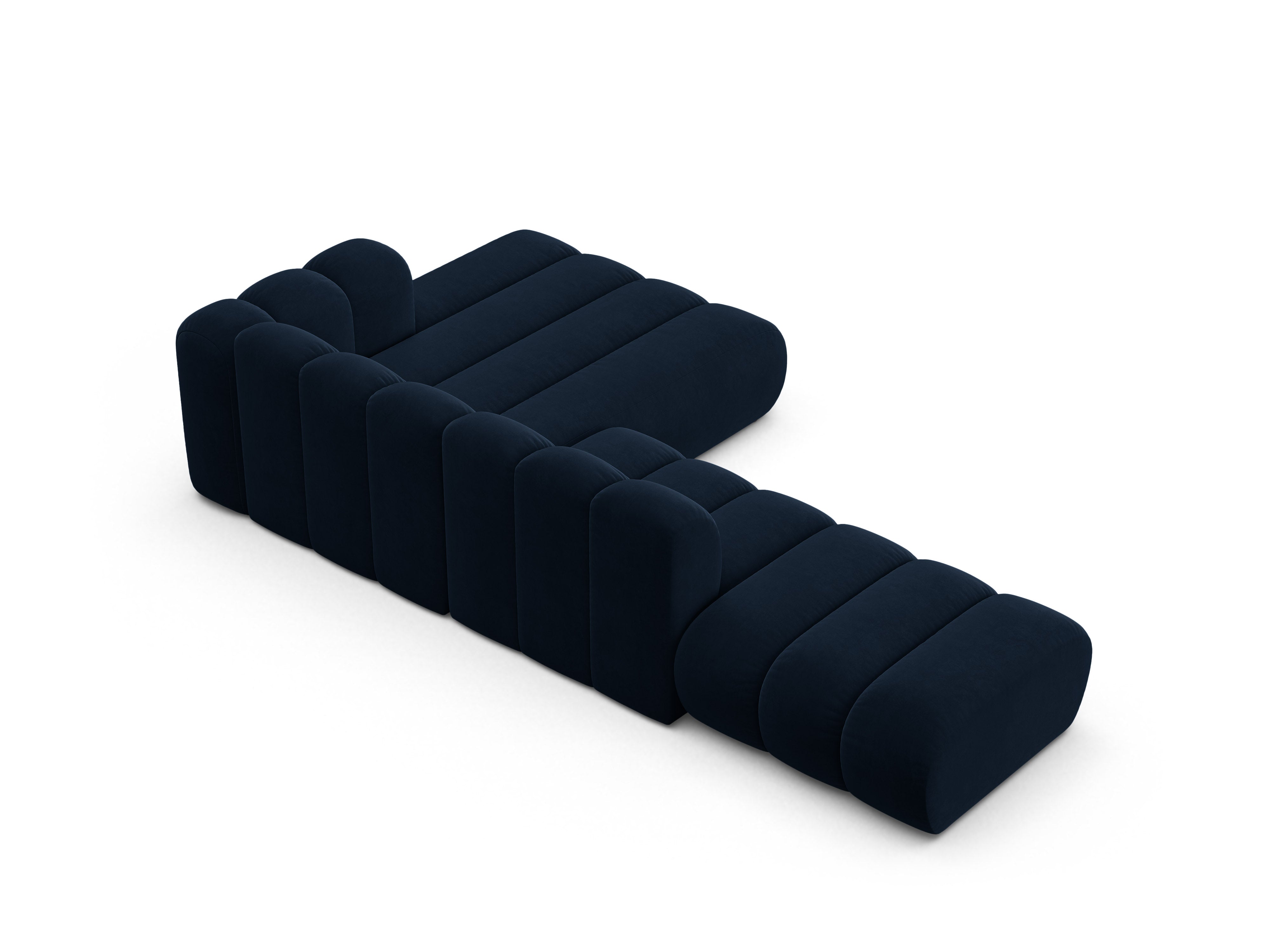 Samt-Ecksofa für 5 Personen rechts LUPINE in Marineblau