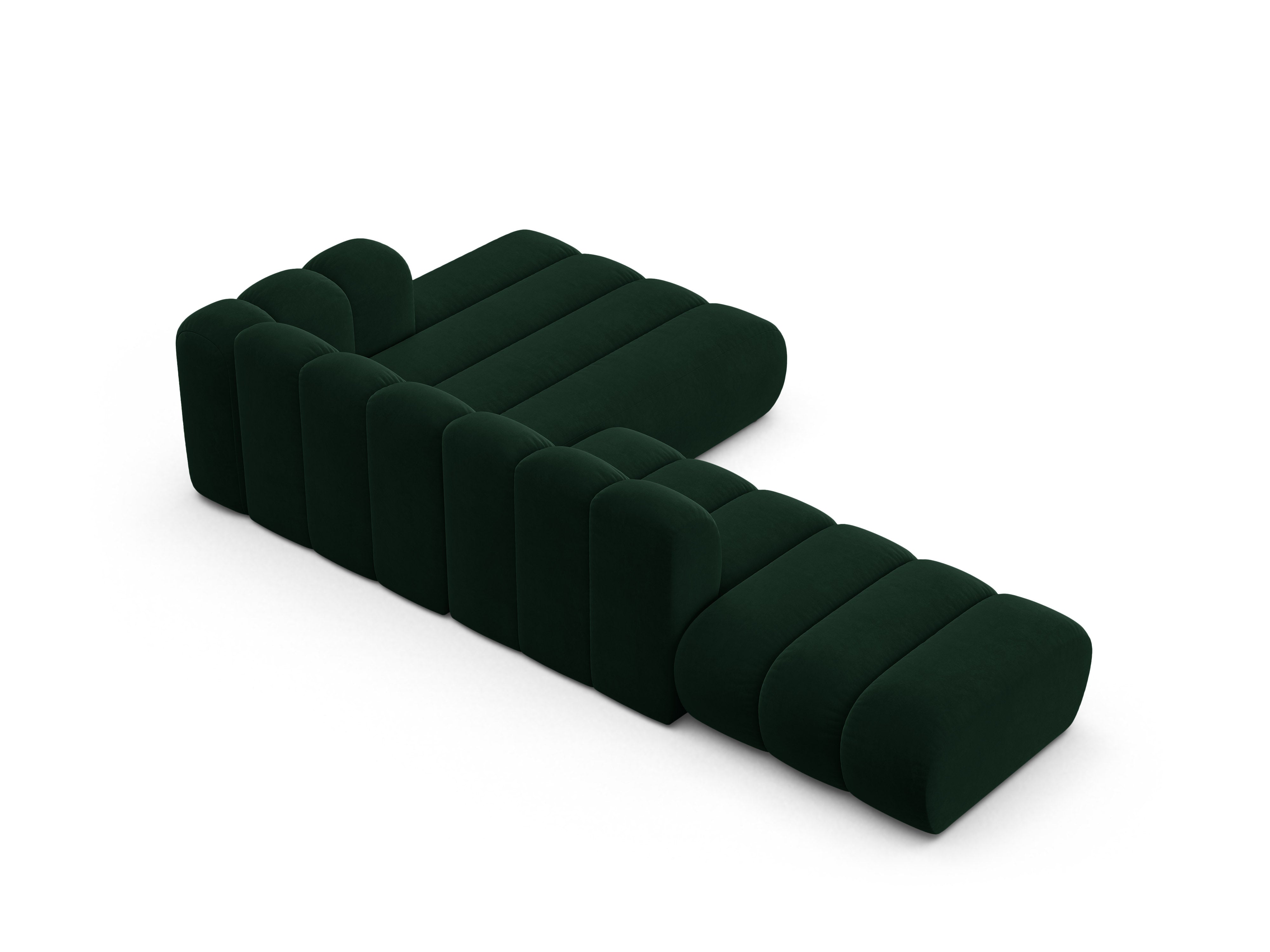 Samt-Ecksofa für 5 Personen rechts LUPINE flaschengrün