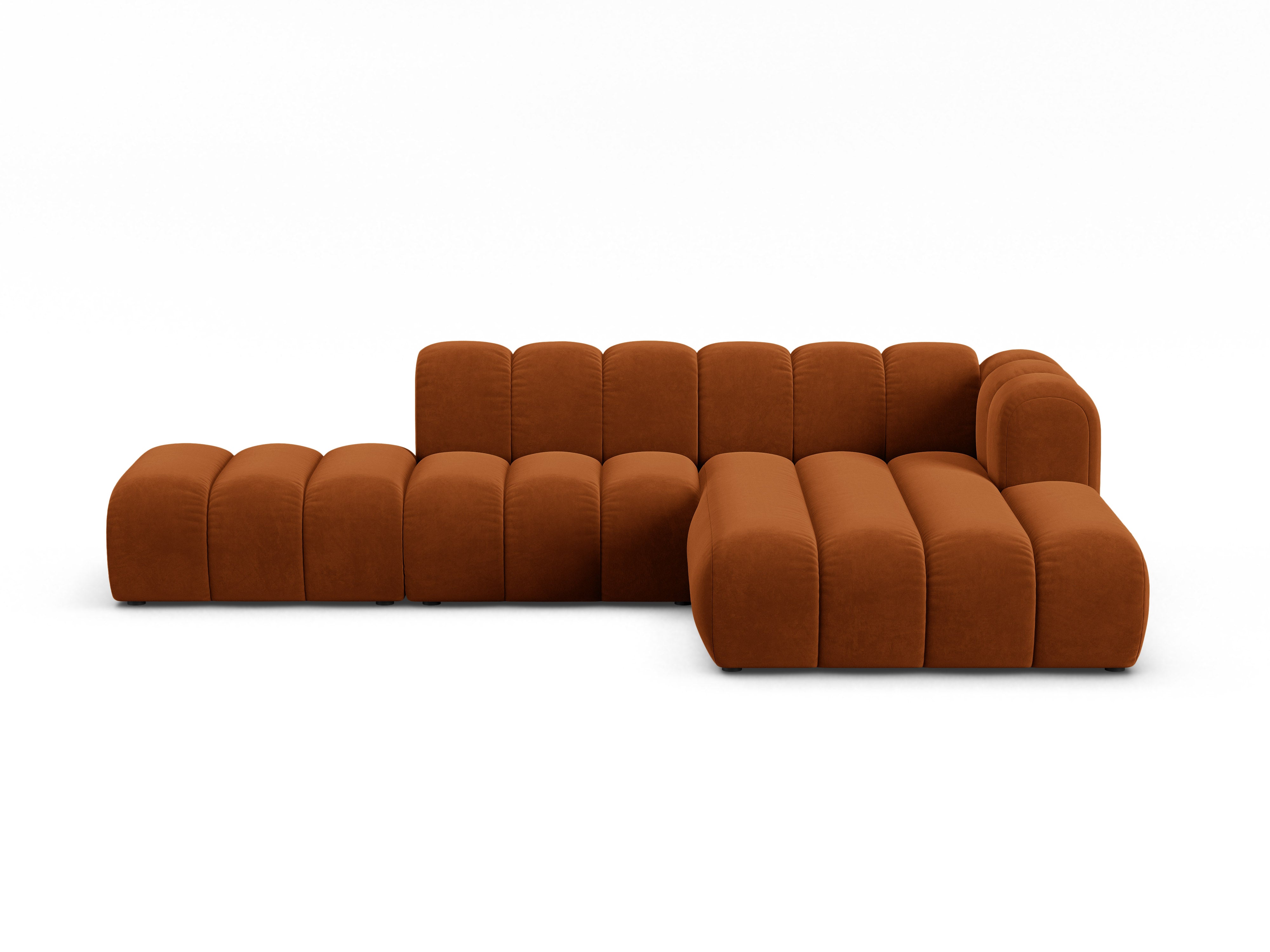 Samt-Ecksofa für 5 Personen rechts LUPINE ziegelrot