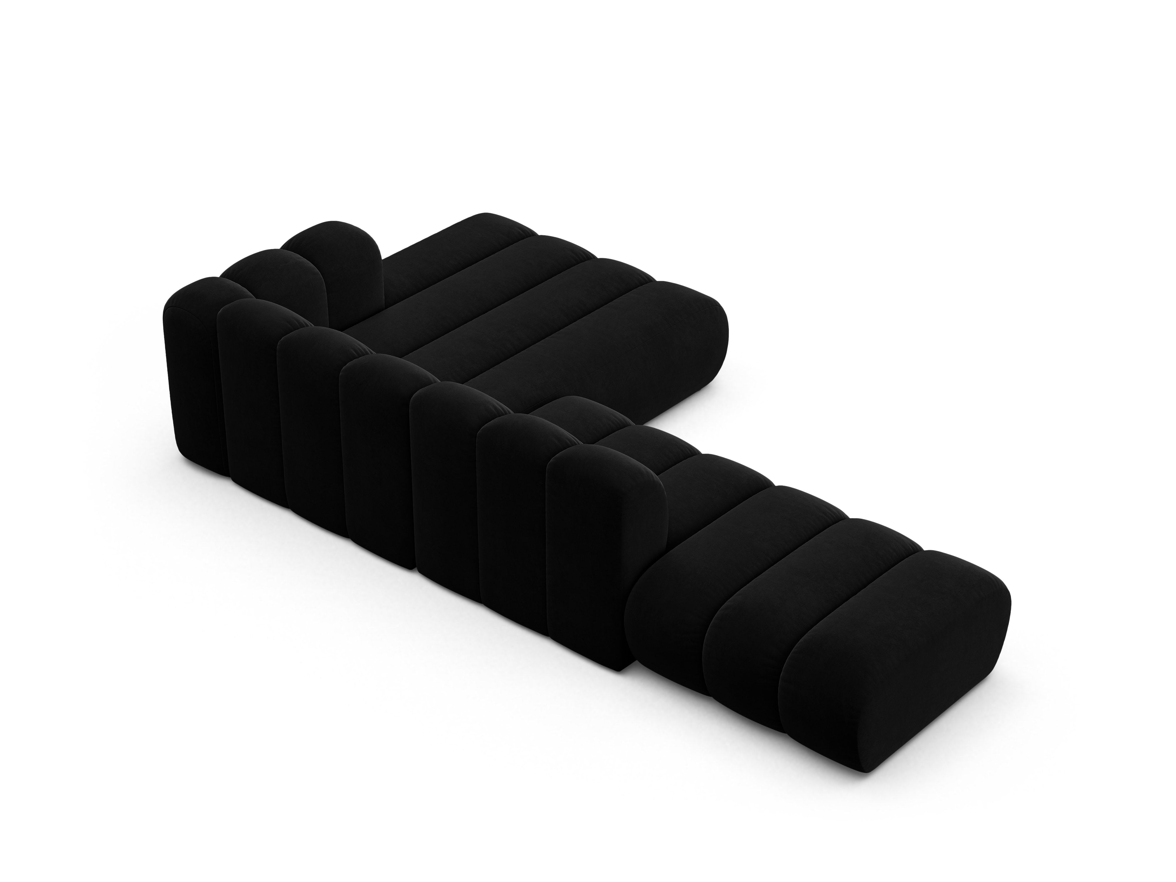Samt-Ecksofa für 5 Personen rechts LUPINE schwarz