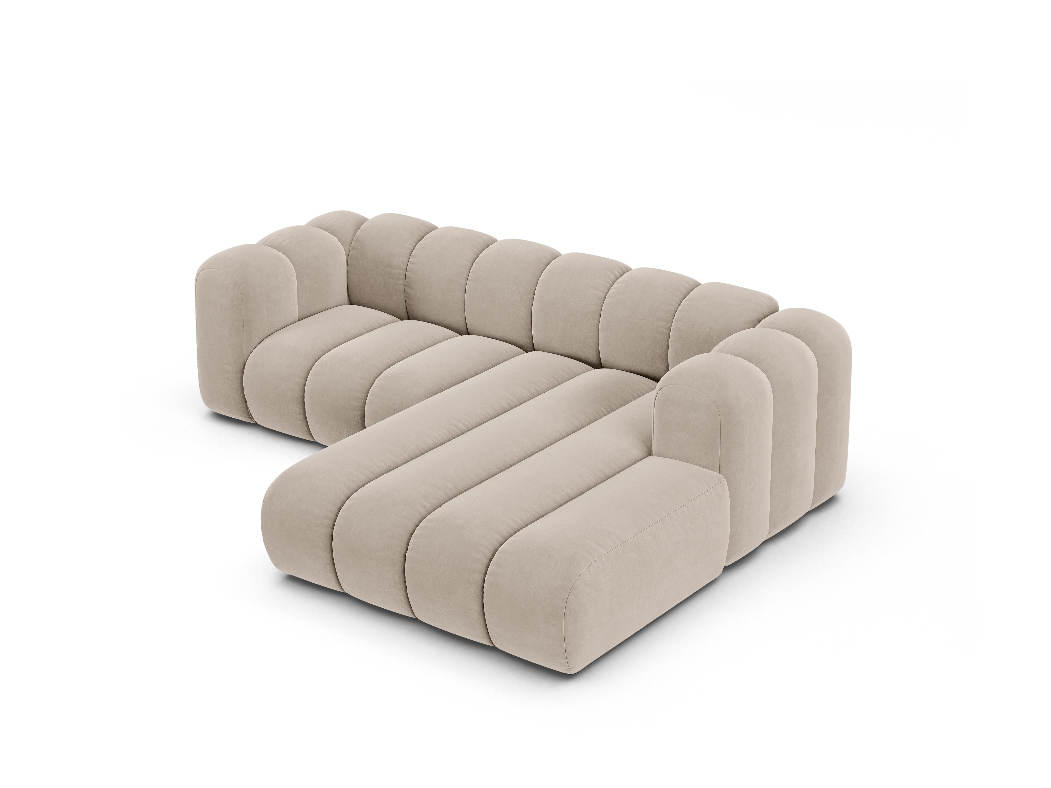 Samt-Ecksofa 3-sitzig rechts LUPINE beige
