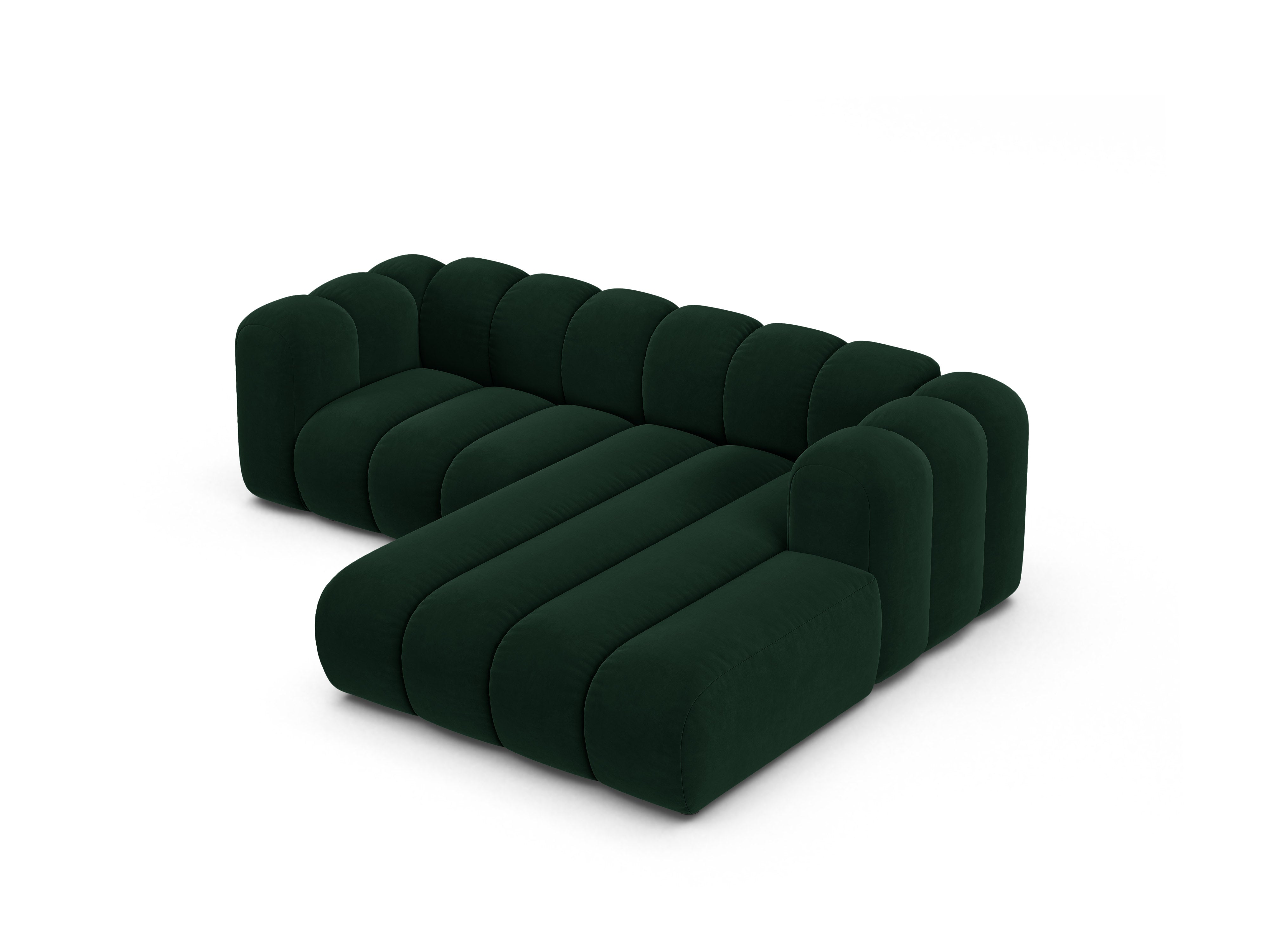 Samt-Ecksofa 3-sitzig rechts LUPINE flaschengrün
