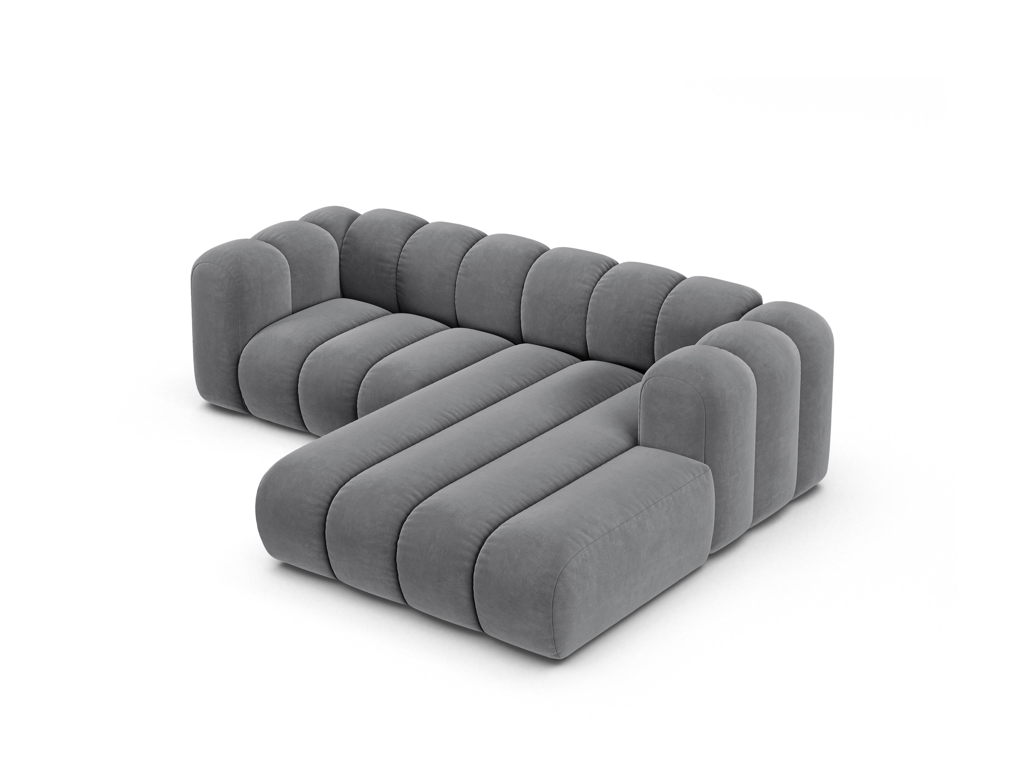 Samt-Ecksofa 3-sitzig rechts LUPINE grau