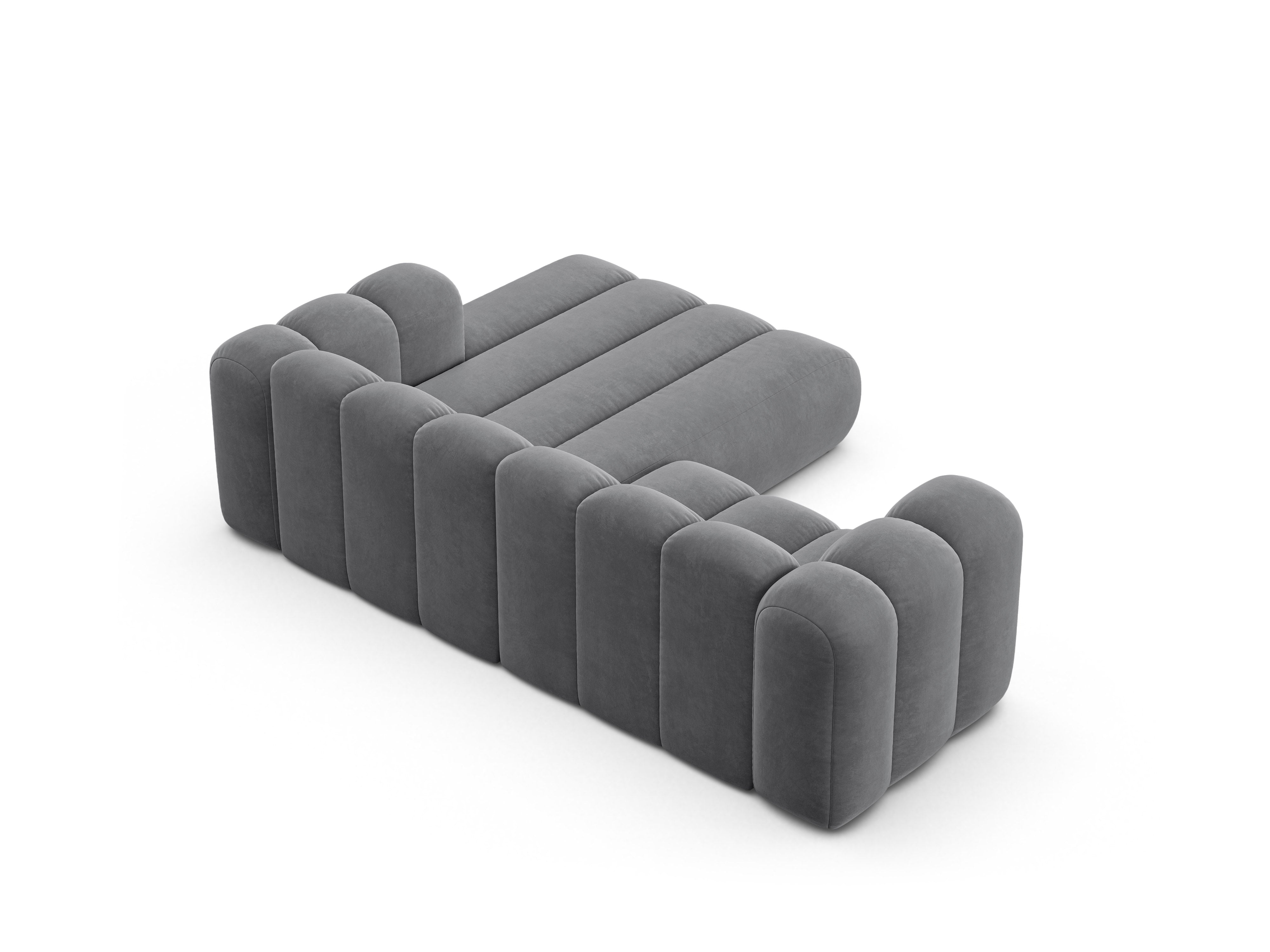 Samt-Ecksofa 3-sitzig rechts LUPINE grau
