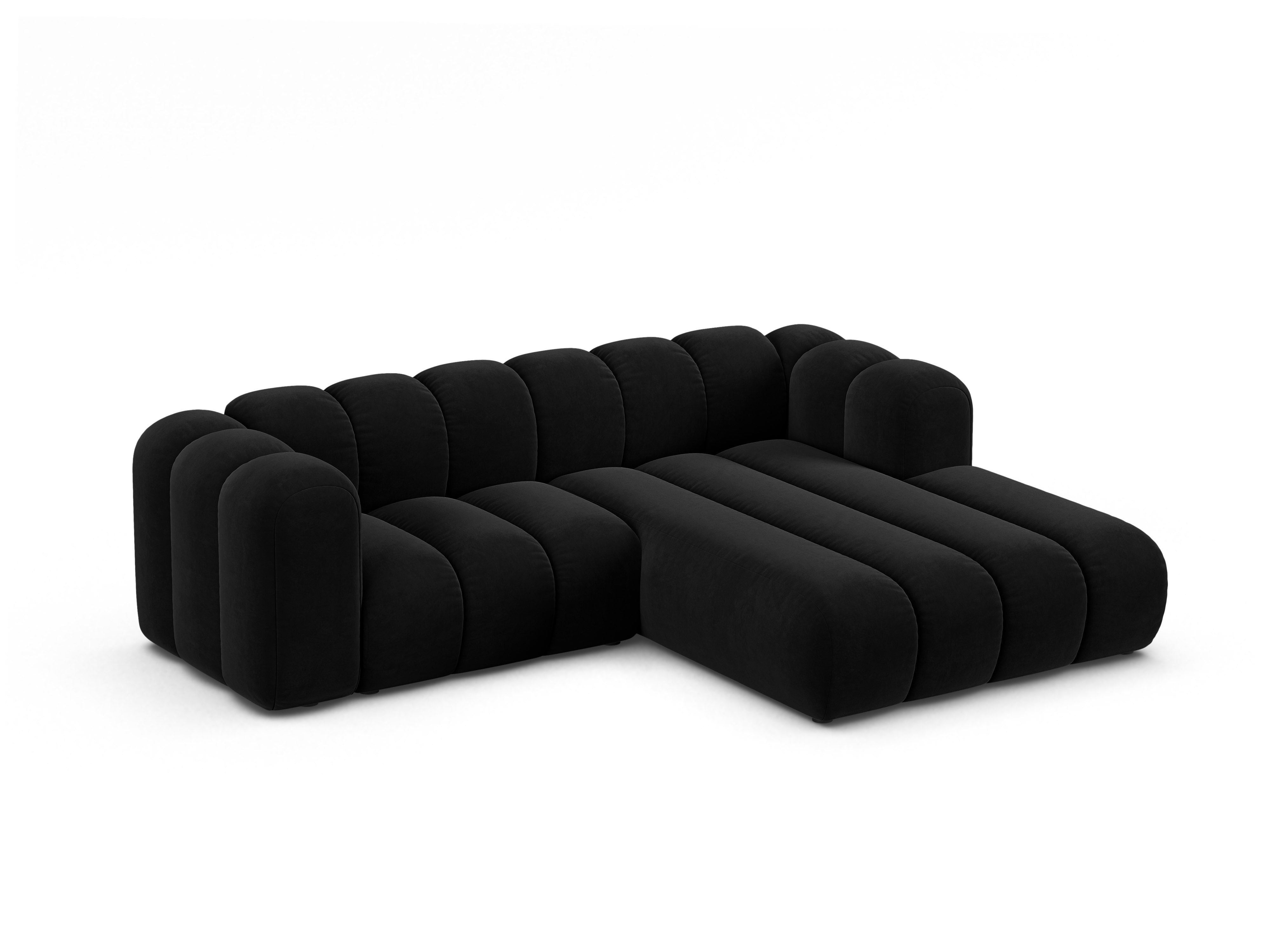 Samt-Ecksofa 3-sitzig rechts LUPINE schwarz