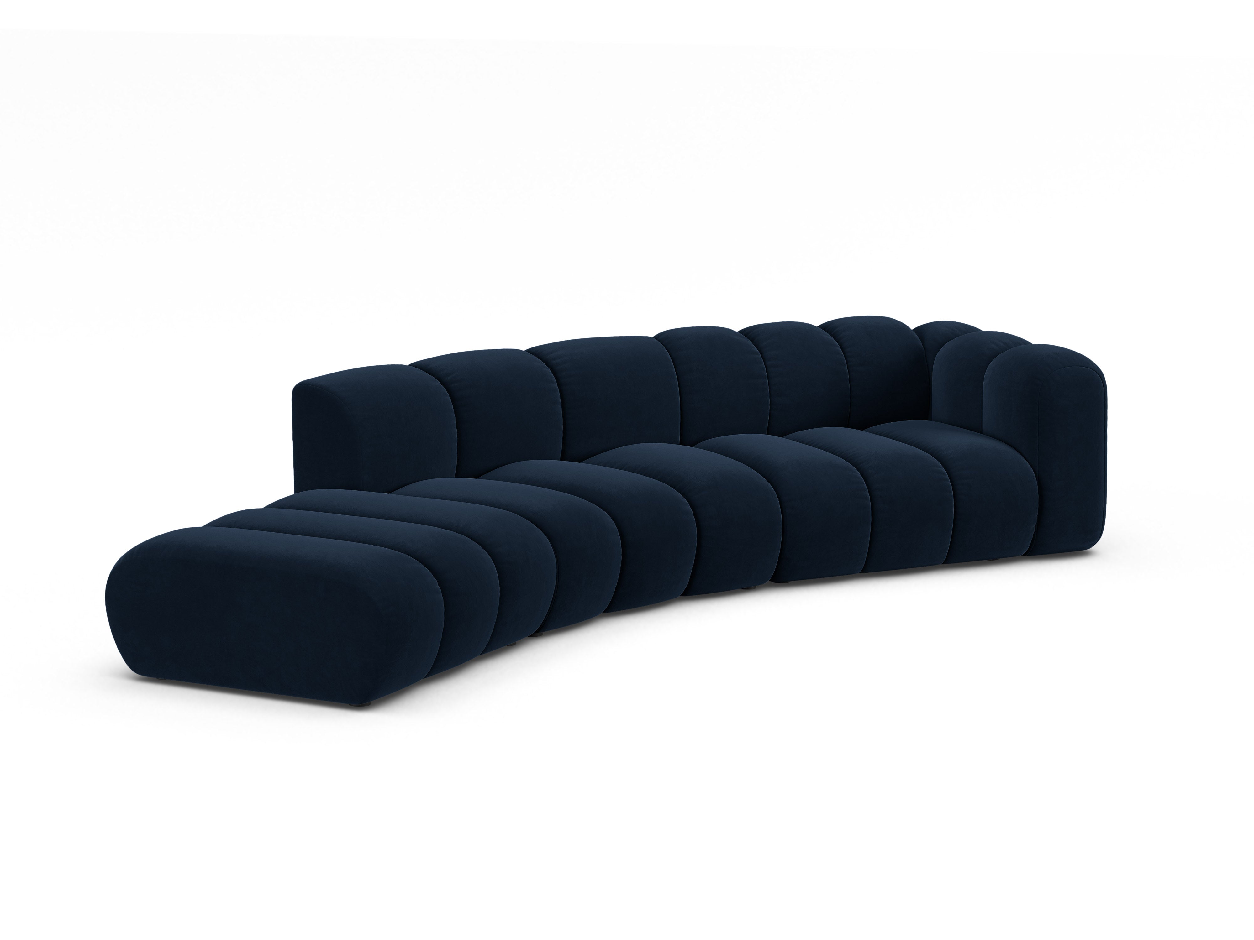 Sofa aus Samt für 5 Personen, linksseitig, LUPINE, marineblau