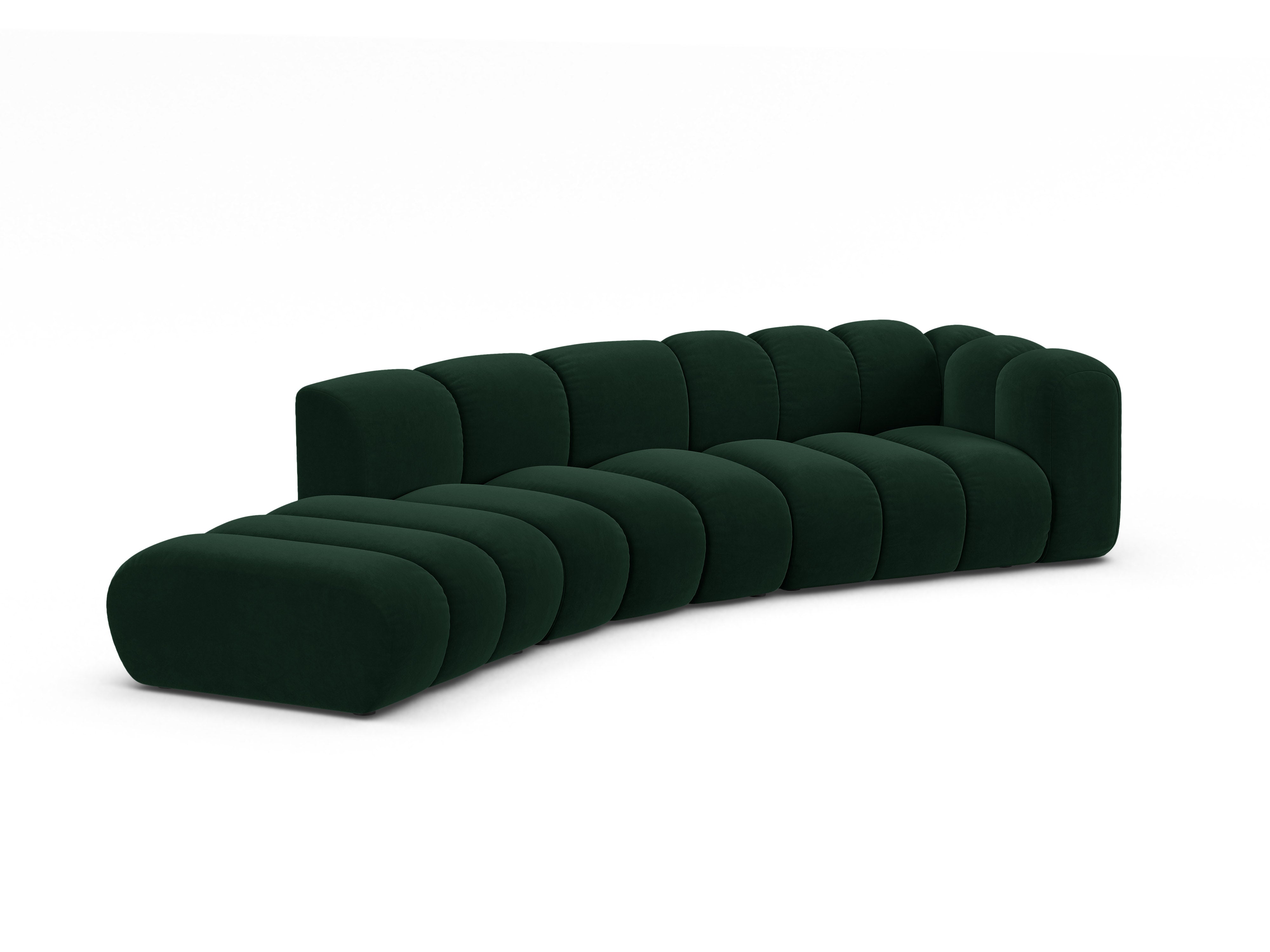 Sofa aus Samt 5-sitzig links LUPINE flaschengrün