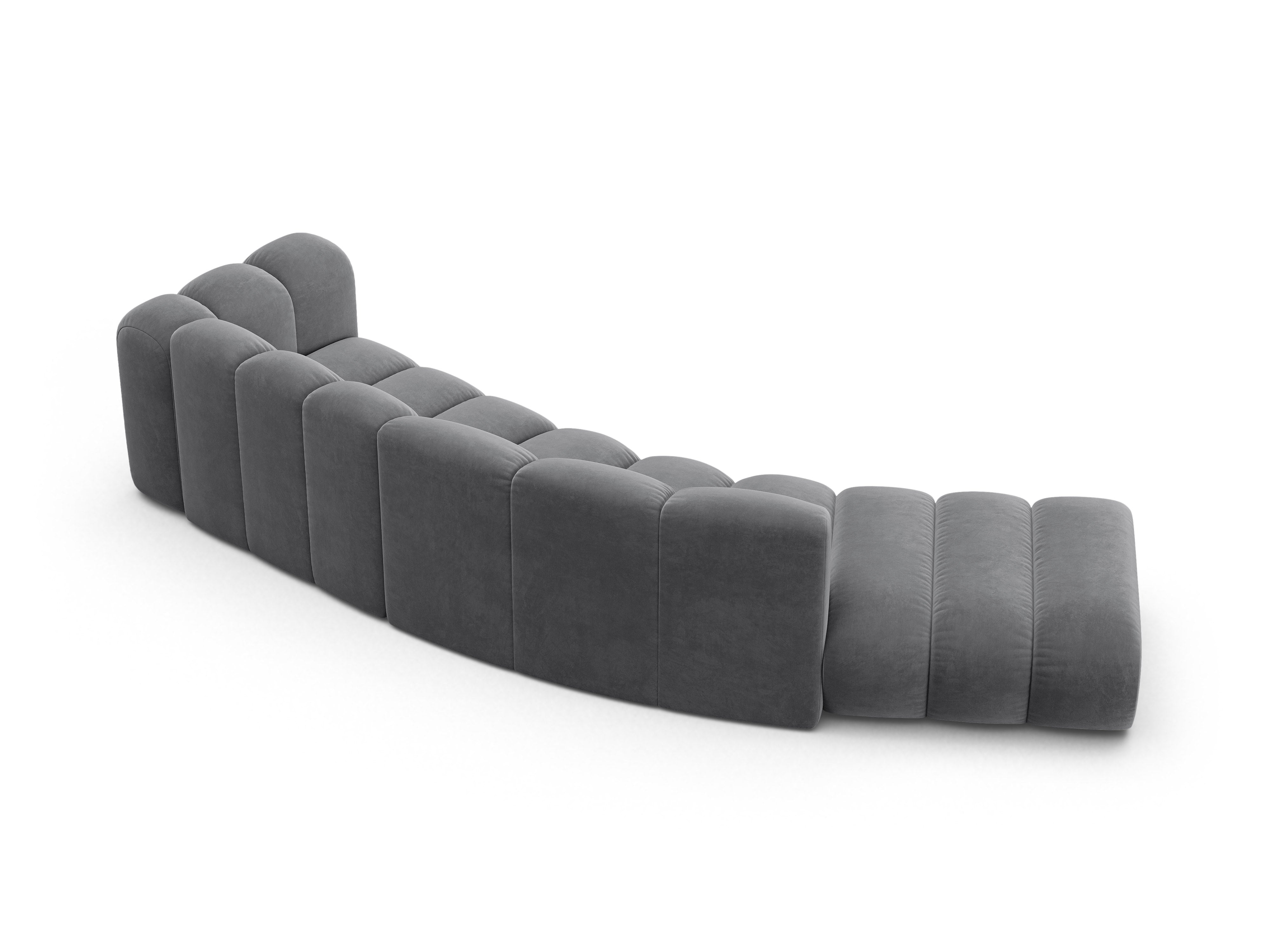 Sofa aus Samt für 5 Personen, linksseitig LUPINE grau
