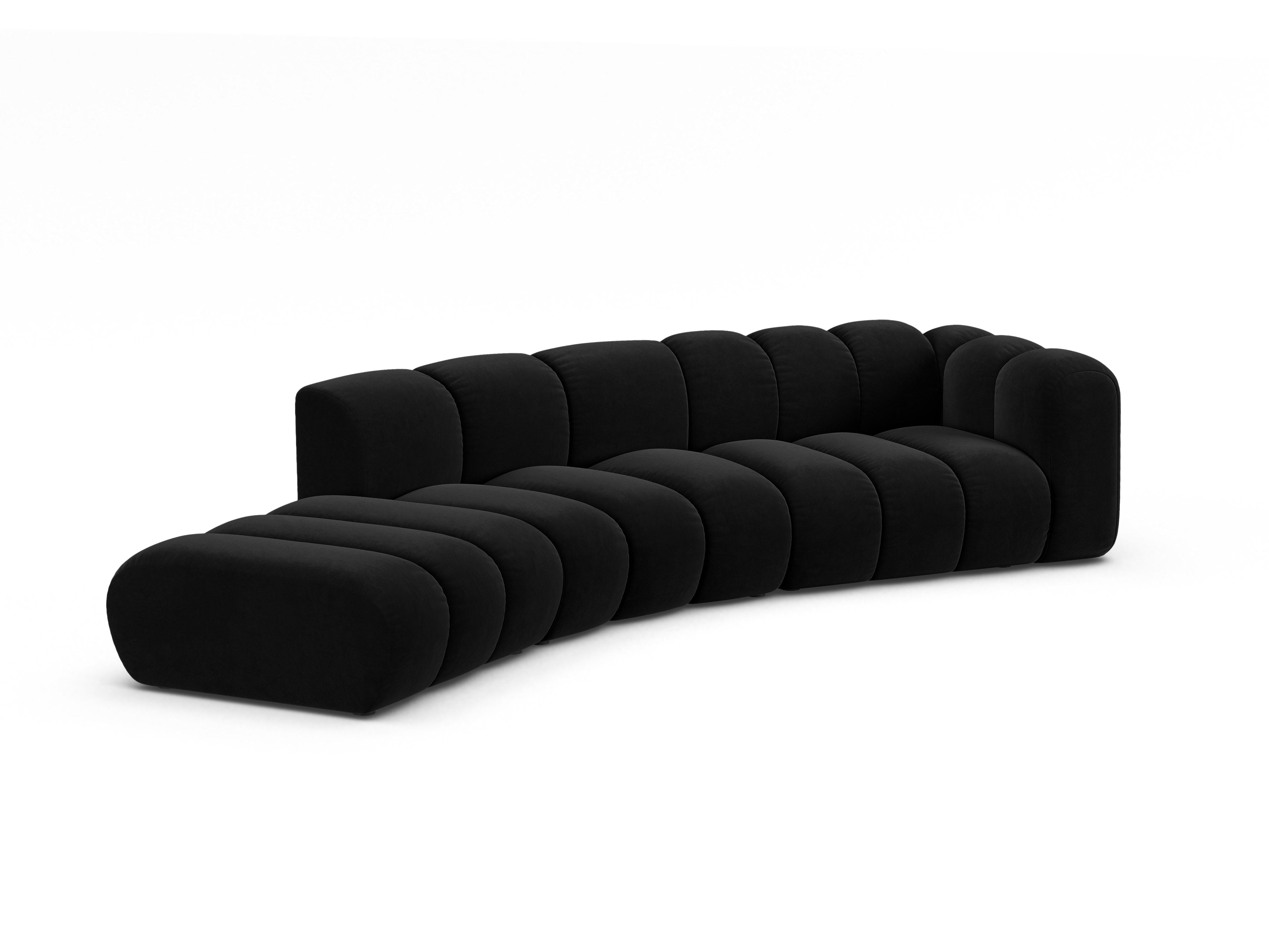 Samtsofa 5-sitzig links LUPINE schwarz
