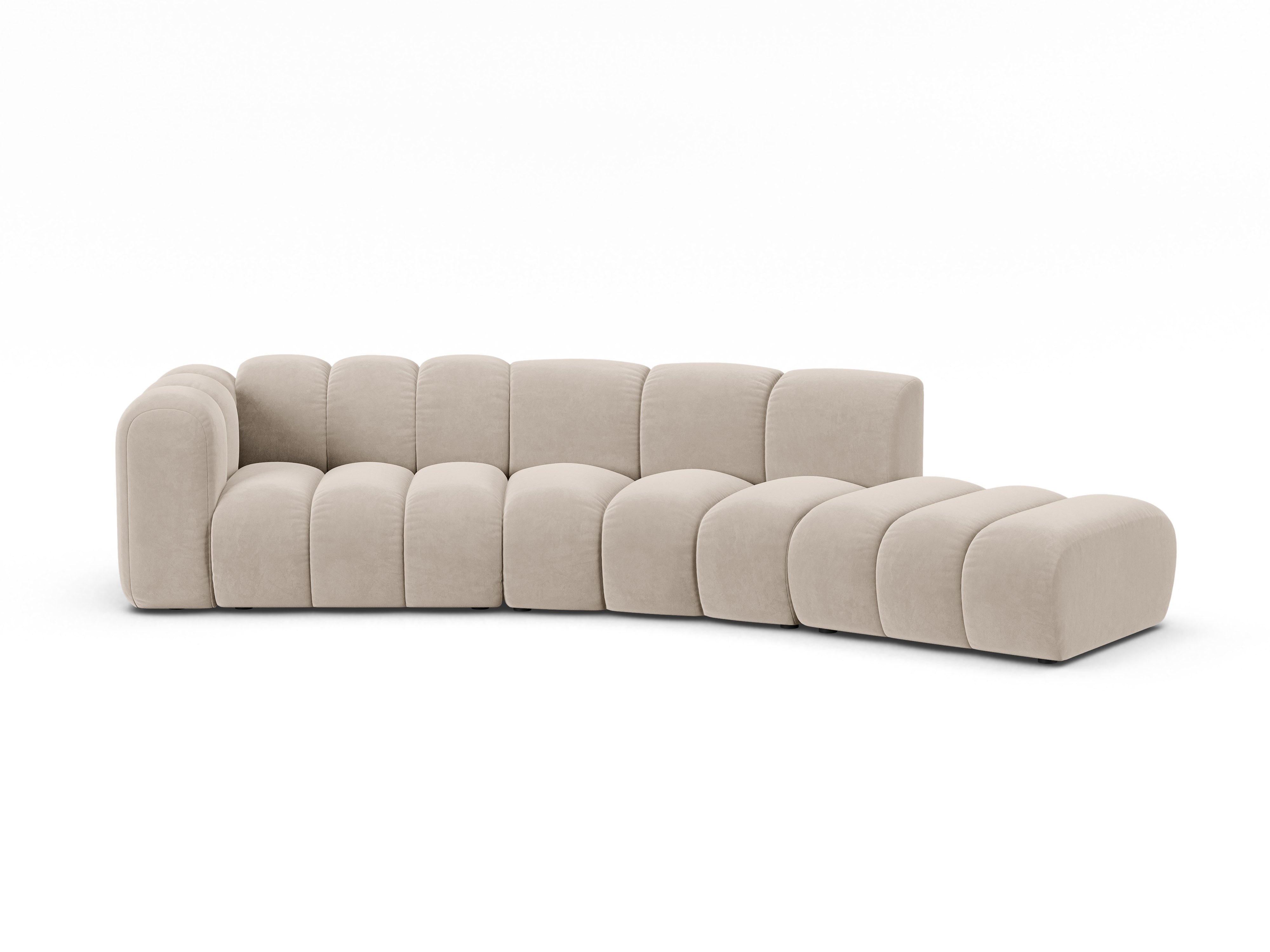 Sofa aus Samt 5-sitzig rechtsseitig LUPINE beige