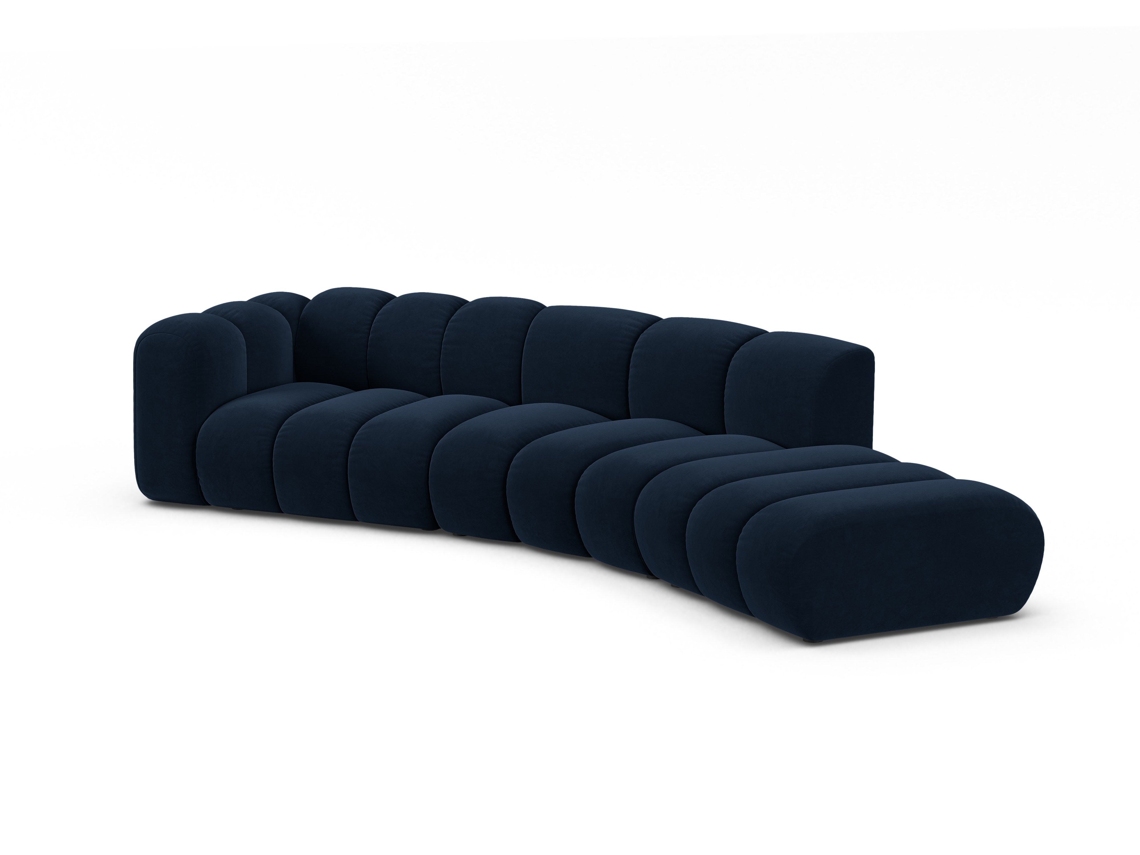 Sofa aus Samt für 5 Personen, rechtsseitig LUPINE, marineblau