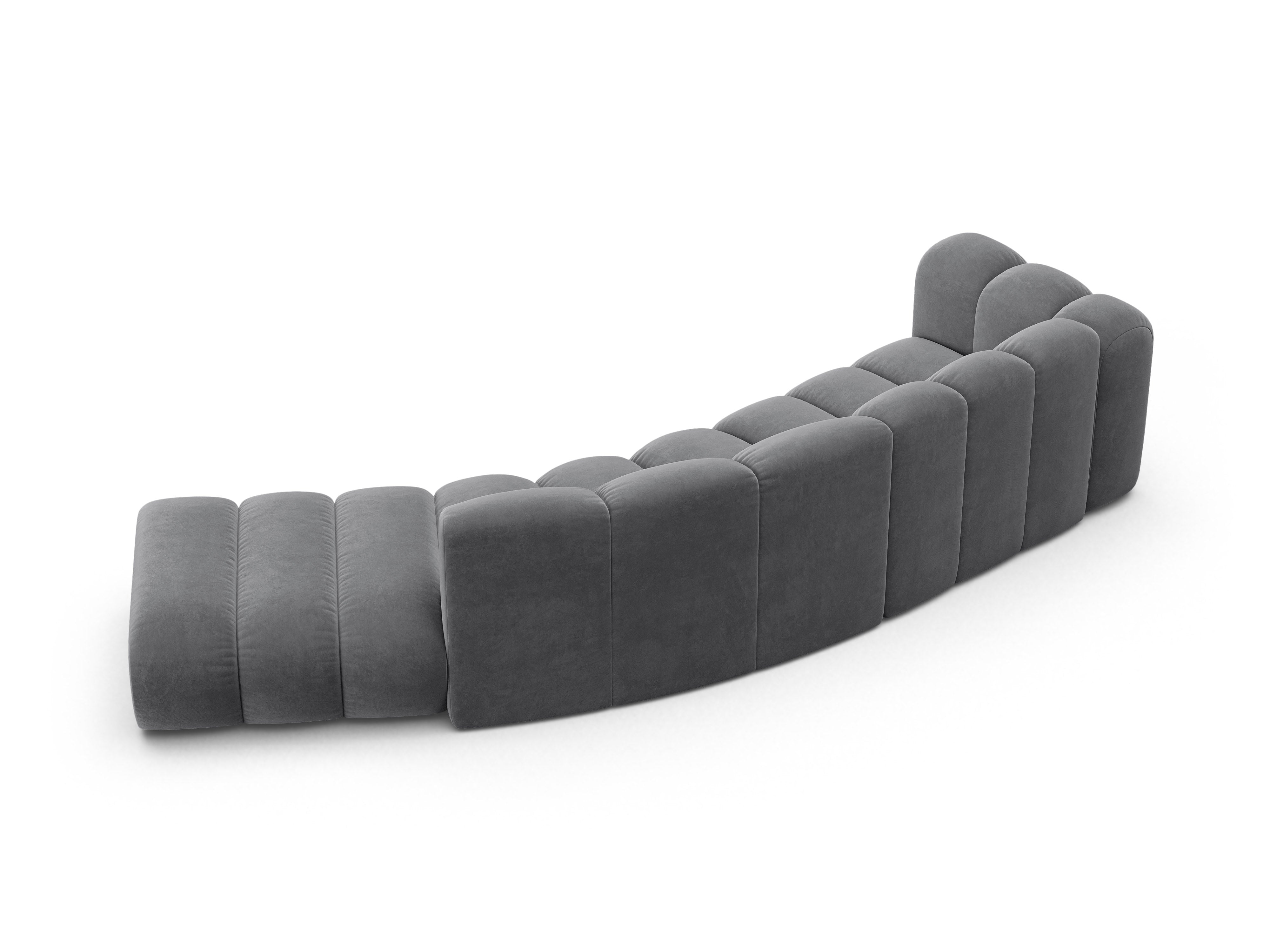 Sofa aus Samt für 5 Personen, rechtsseitig LUPINE grau