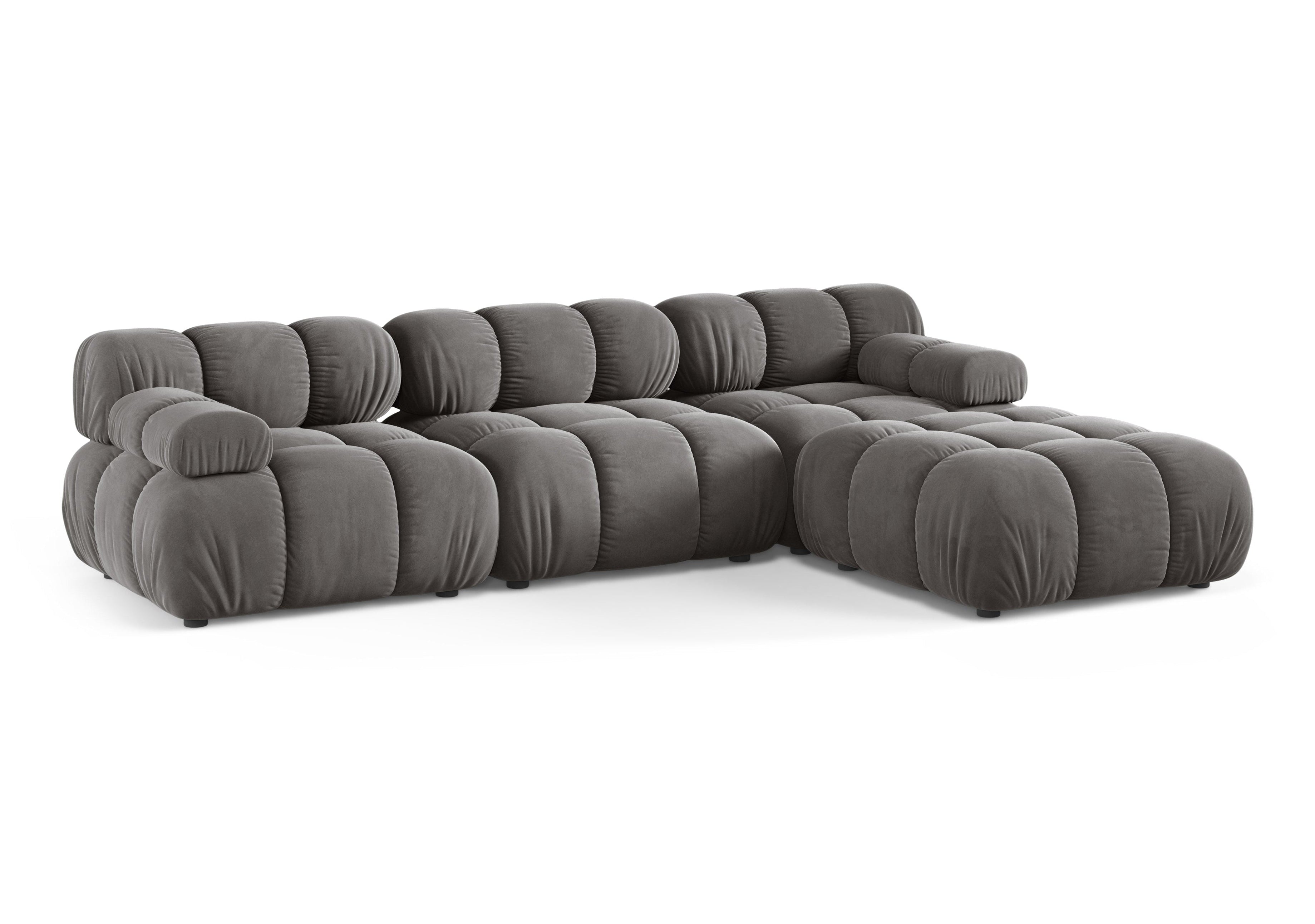 Universeller Samt-Ecksofa BELLIS in Grau