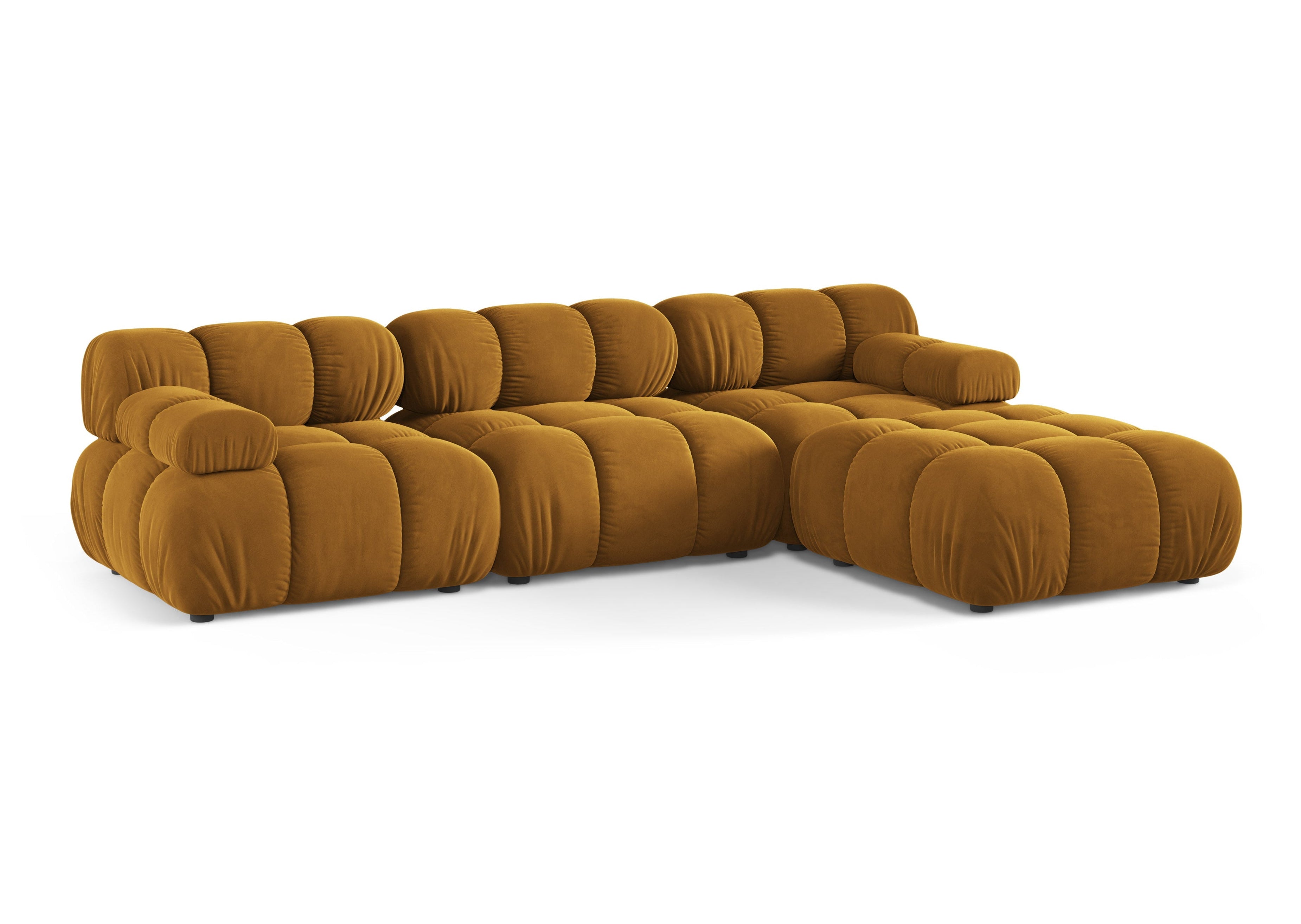 Universeller Samt-Ecksofa BELLIS in Senfgelb