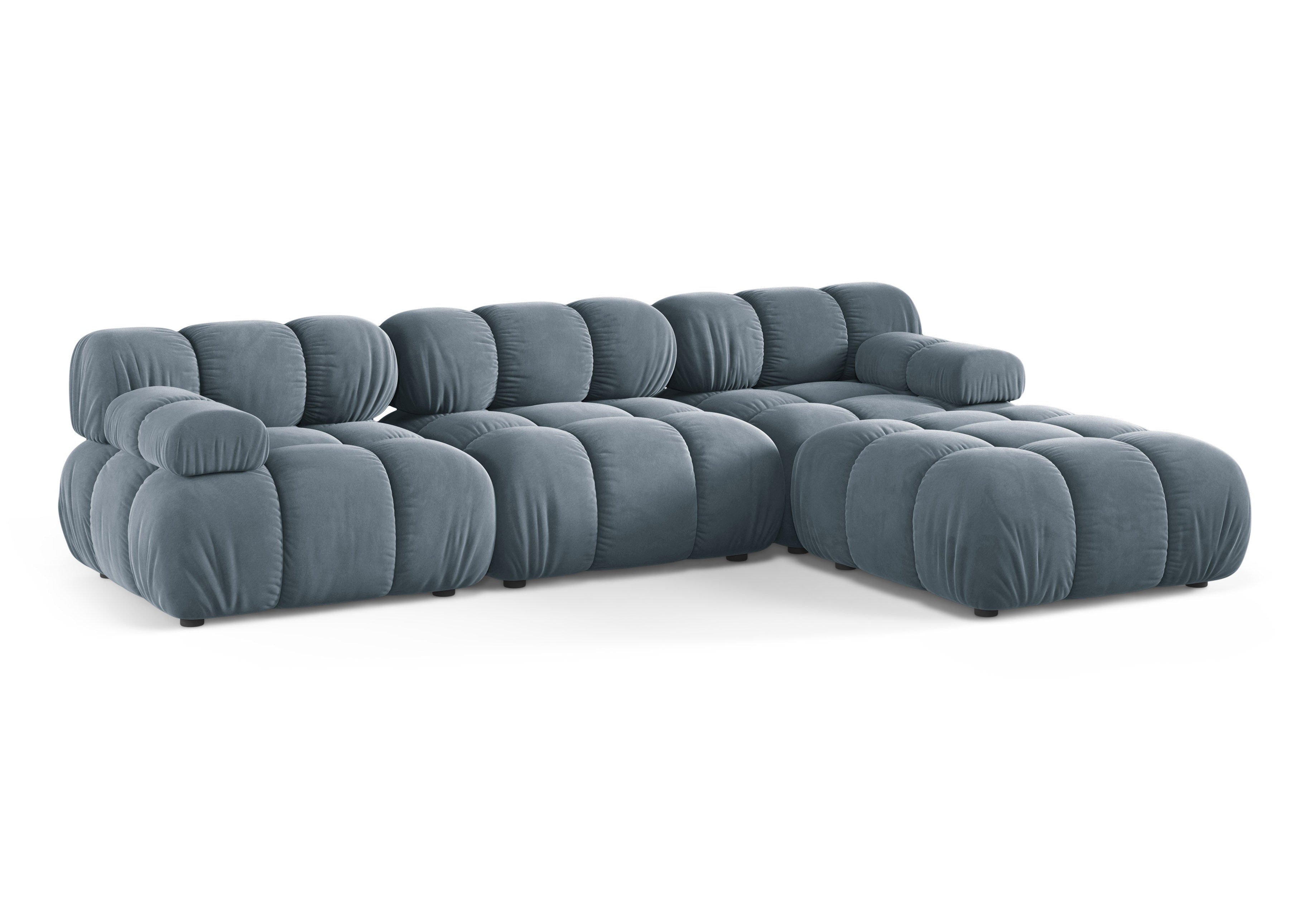 Universeller Samt-Ecksofa BELLIS in Blau