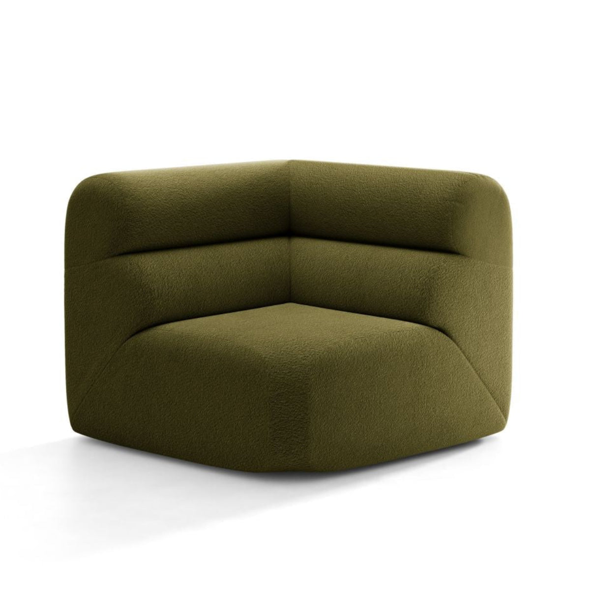 Modulares Sofa NEO - Eckmodul in olivgrünem Boucle