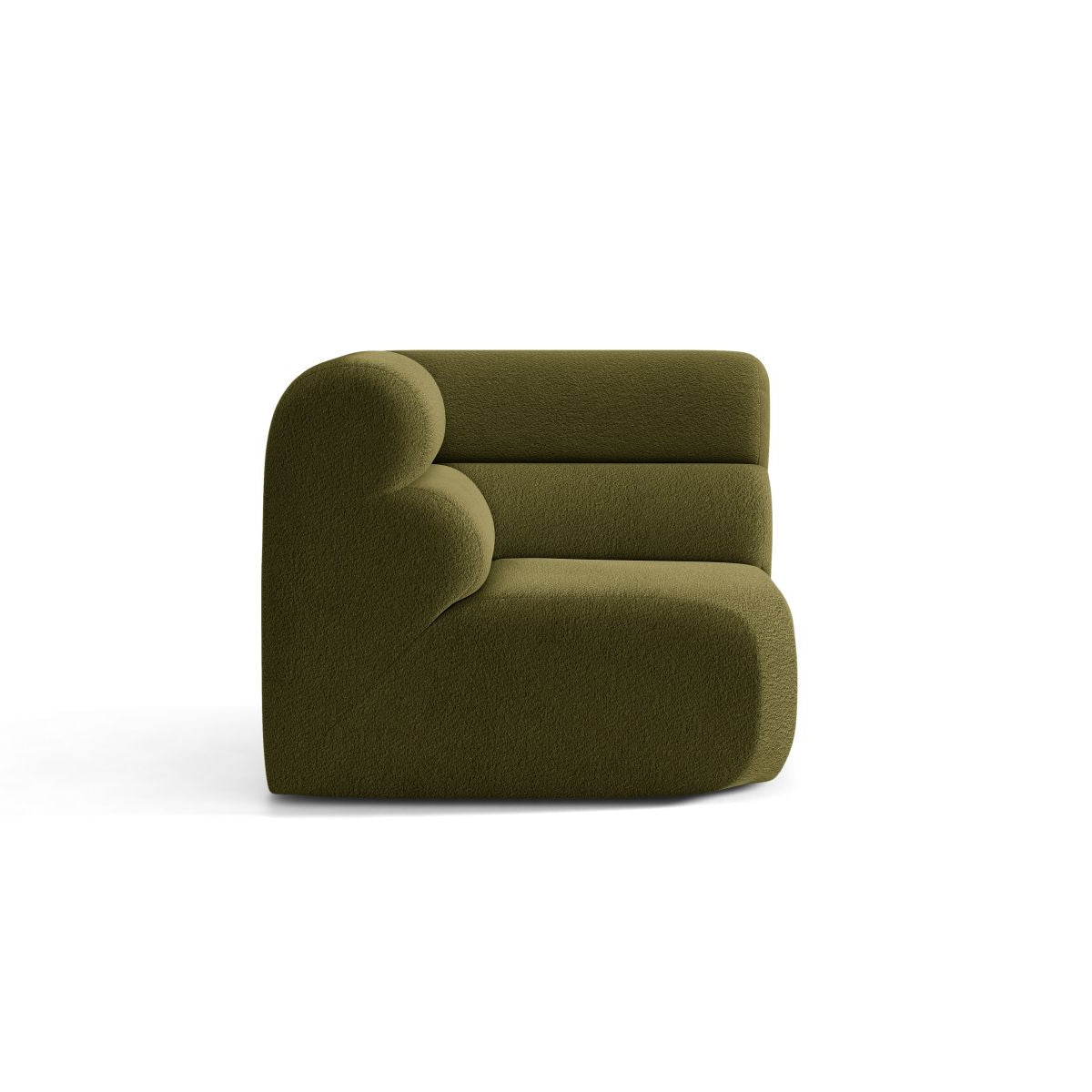 Modulares Sofa NEO - Eckmodul in olivgrünem Boucle