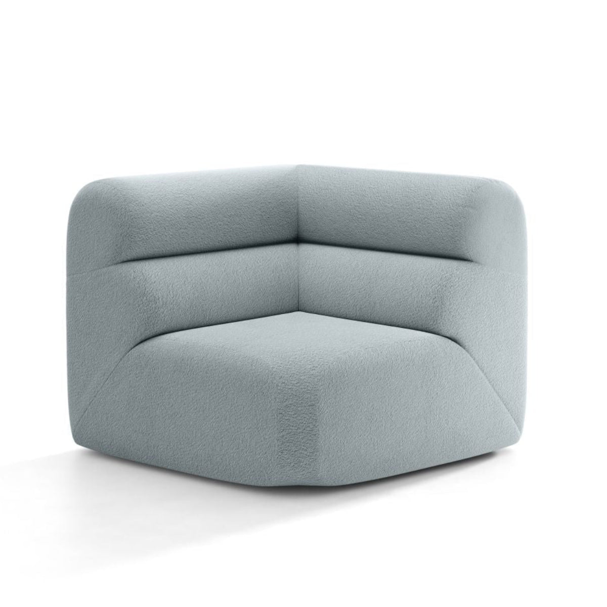 Modulares Sofa NEO - Eckmodul in himmelblauem Boucle