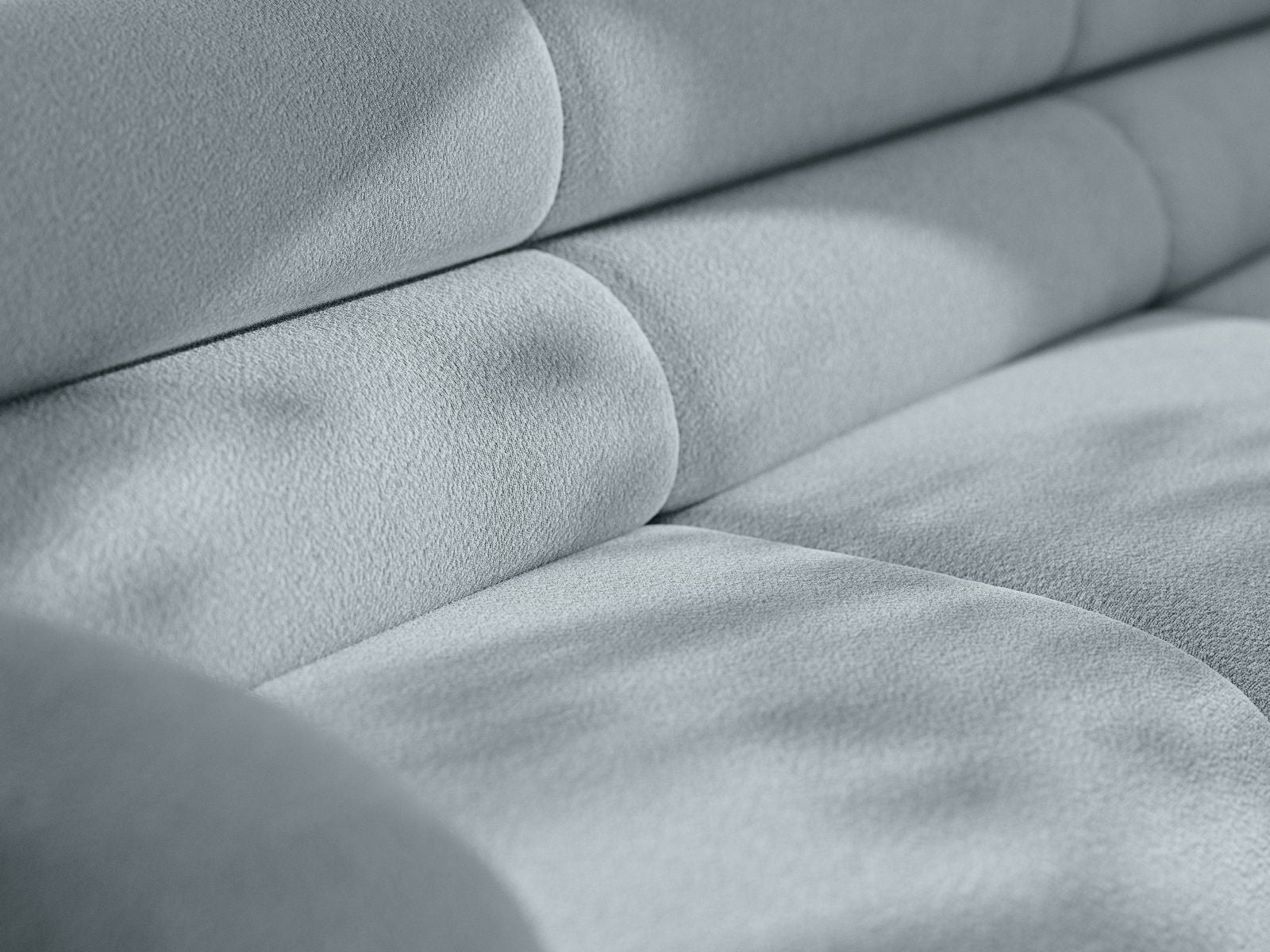 Modulares Sofa NEO - Eckmodul in himmelblauem Boucle