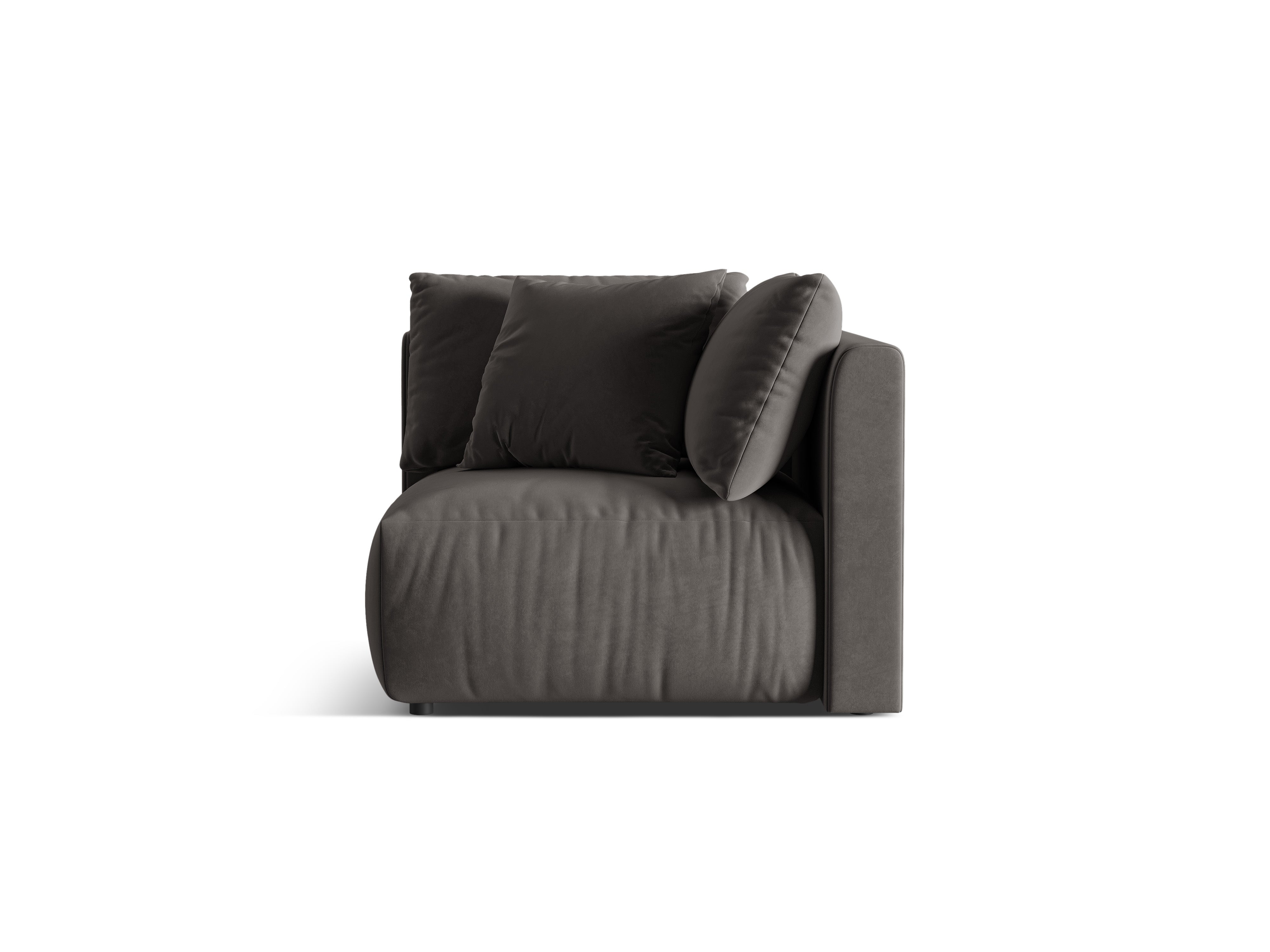Modulares Samtsofa CHRIS - Eckelement dunkelgrau