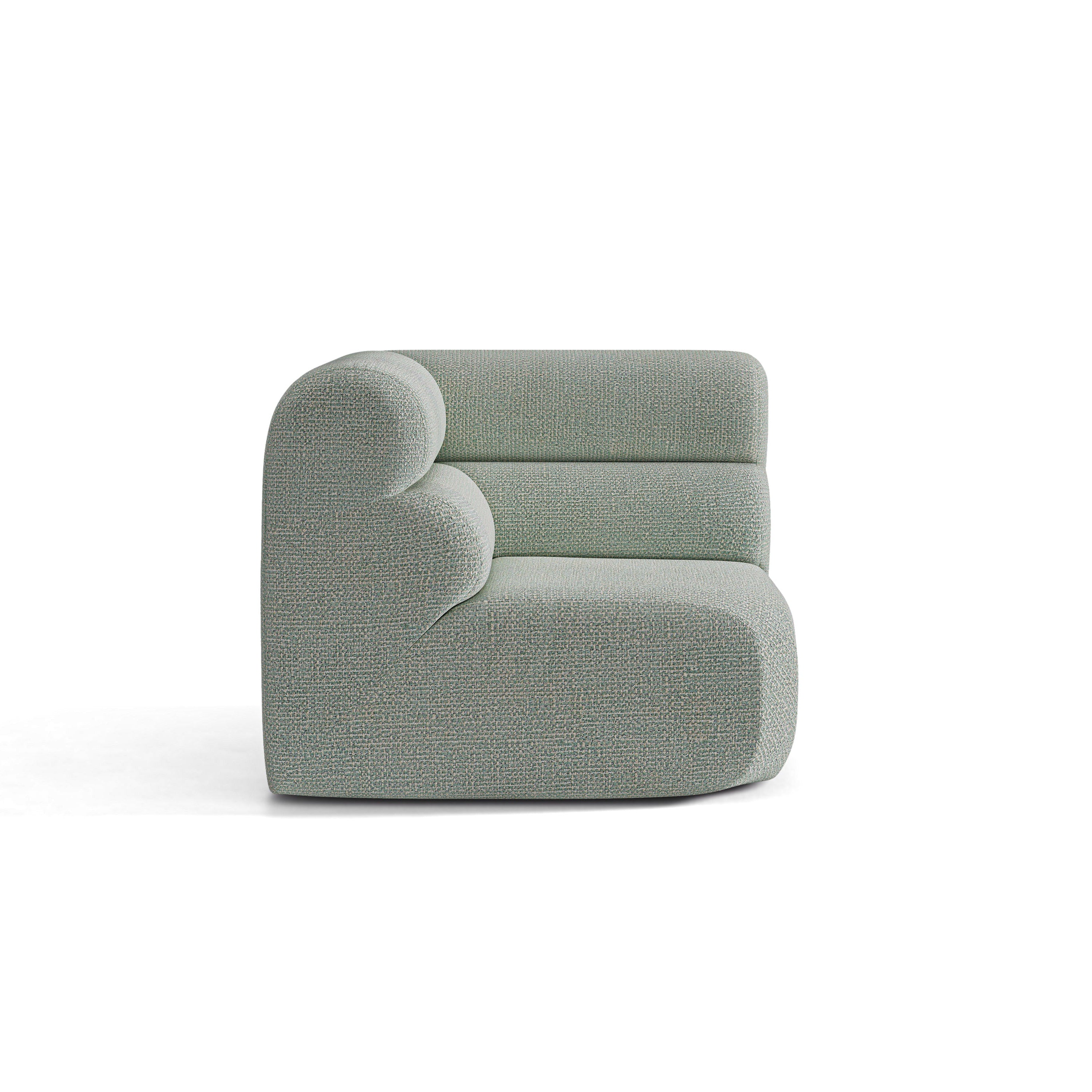 Modulares Sofa NEO - blauer Melange-Eckmodul