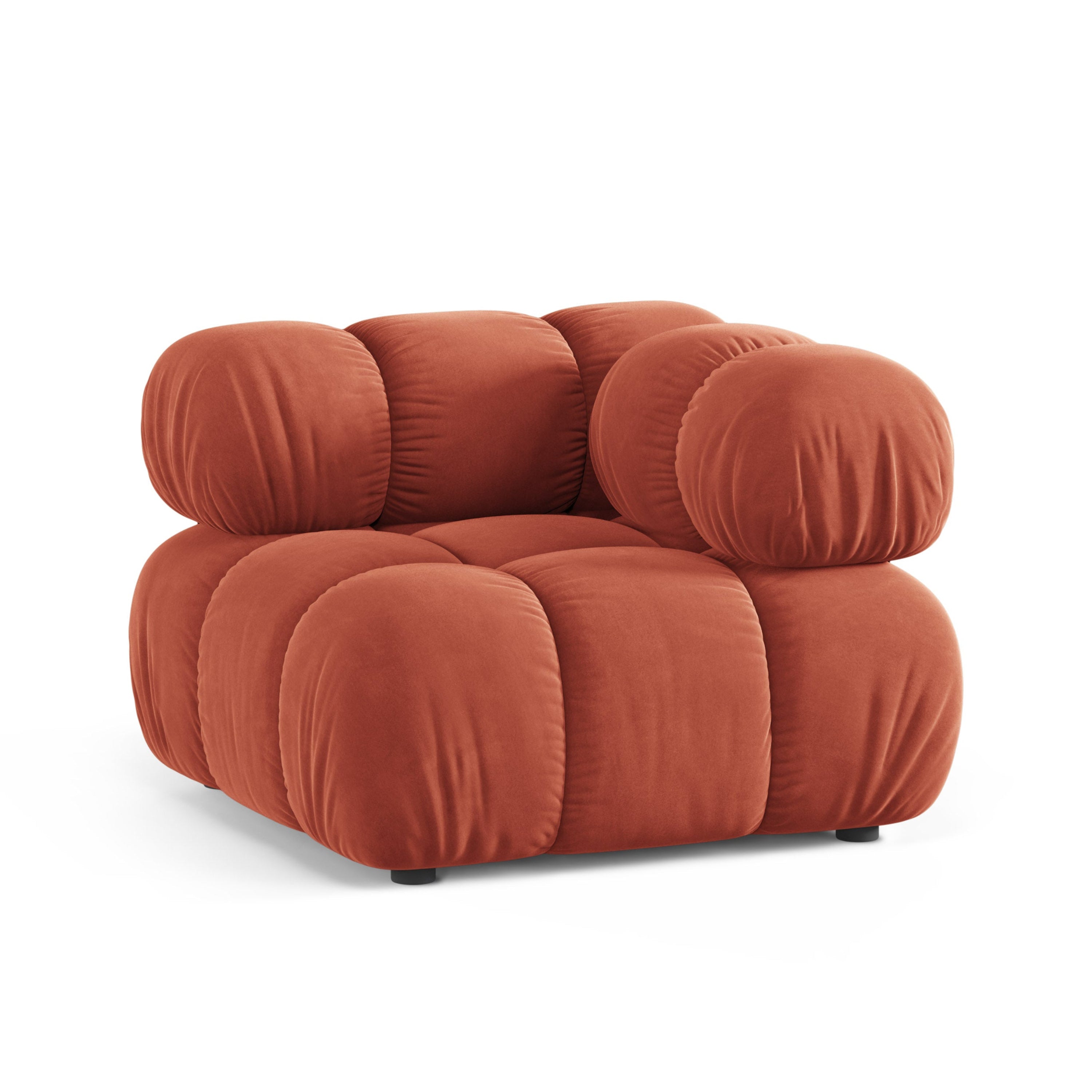 Modulares Sofa BELLIS - Eckmodul in korallenfarbenem Velours